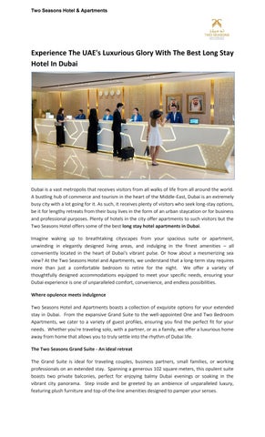 Experience the UAE's Luxurious Glory with the Best Long Stay Hotel in Dubai | Two Seasons Hotel And 