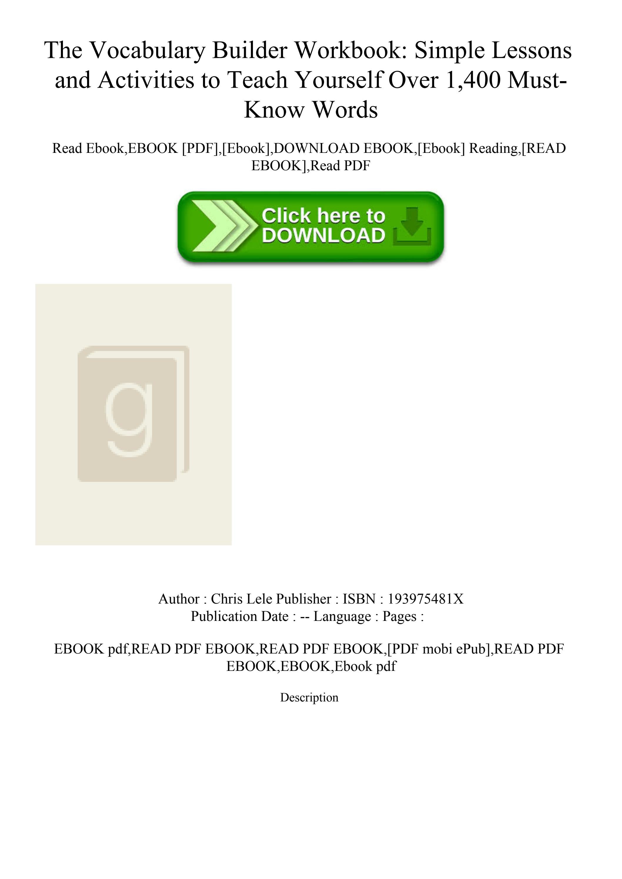 Download ebook the vocabulary builder workbook simple lessons and