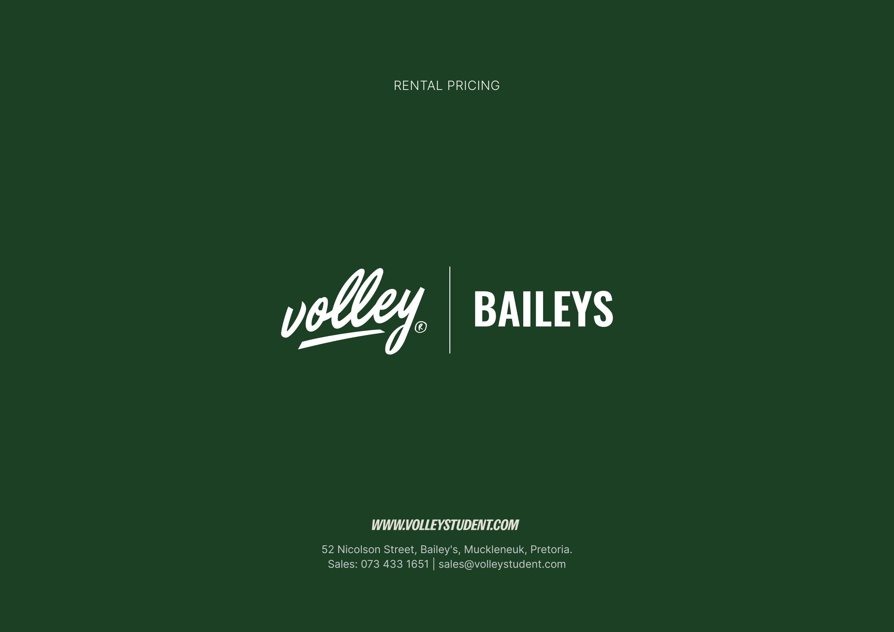 Volley Baileys Rental Pricing by bowandarc Issuu