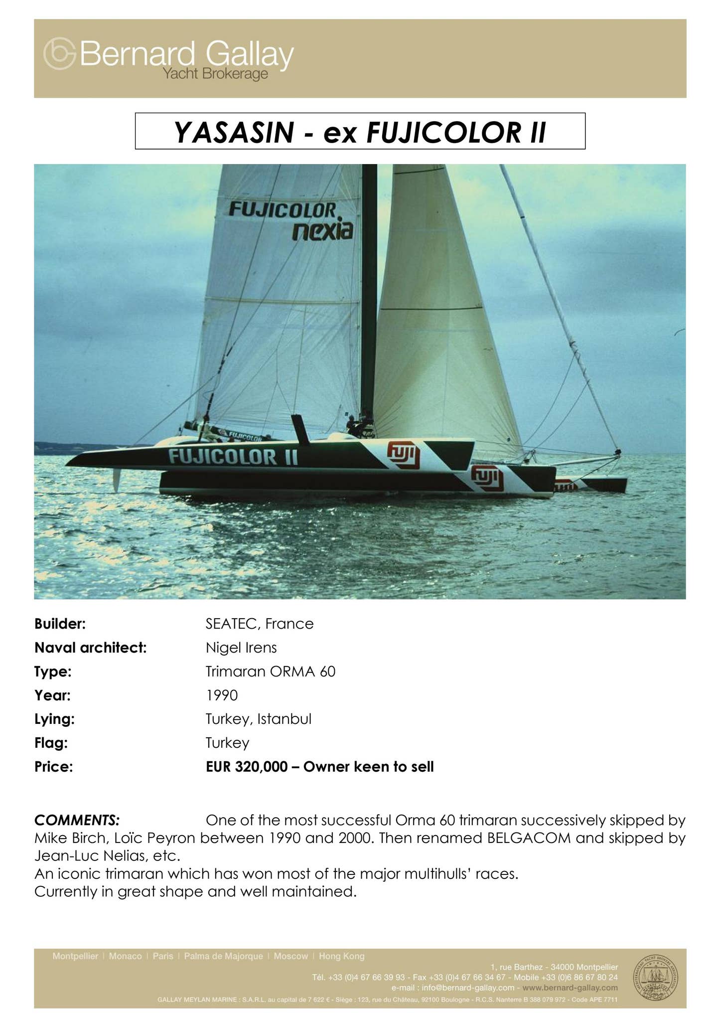 YASASIN - Specs by BERNARD GALLAY Yacht Brokerage - Issuu