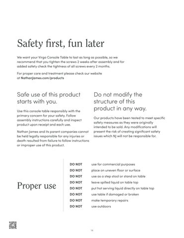 nathanjameshome 家具目录 · Virgo 玄关桌 Instruction Sheet 37302 第 14 页
