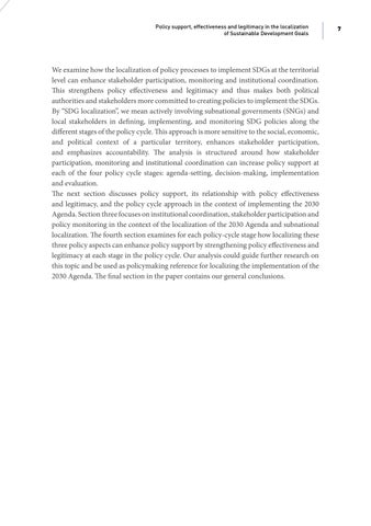 Policy Support, Effectiveness and Legitimacy in the Localization of the SDGs 第 7 页