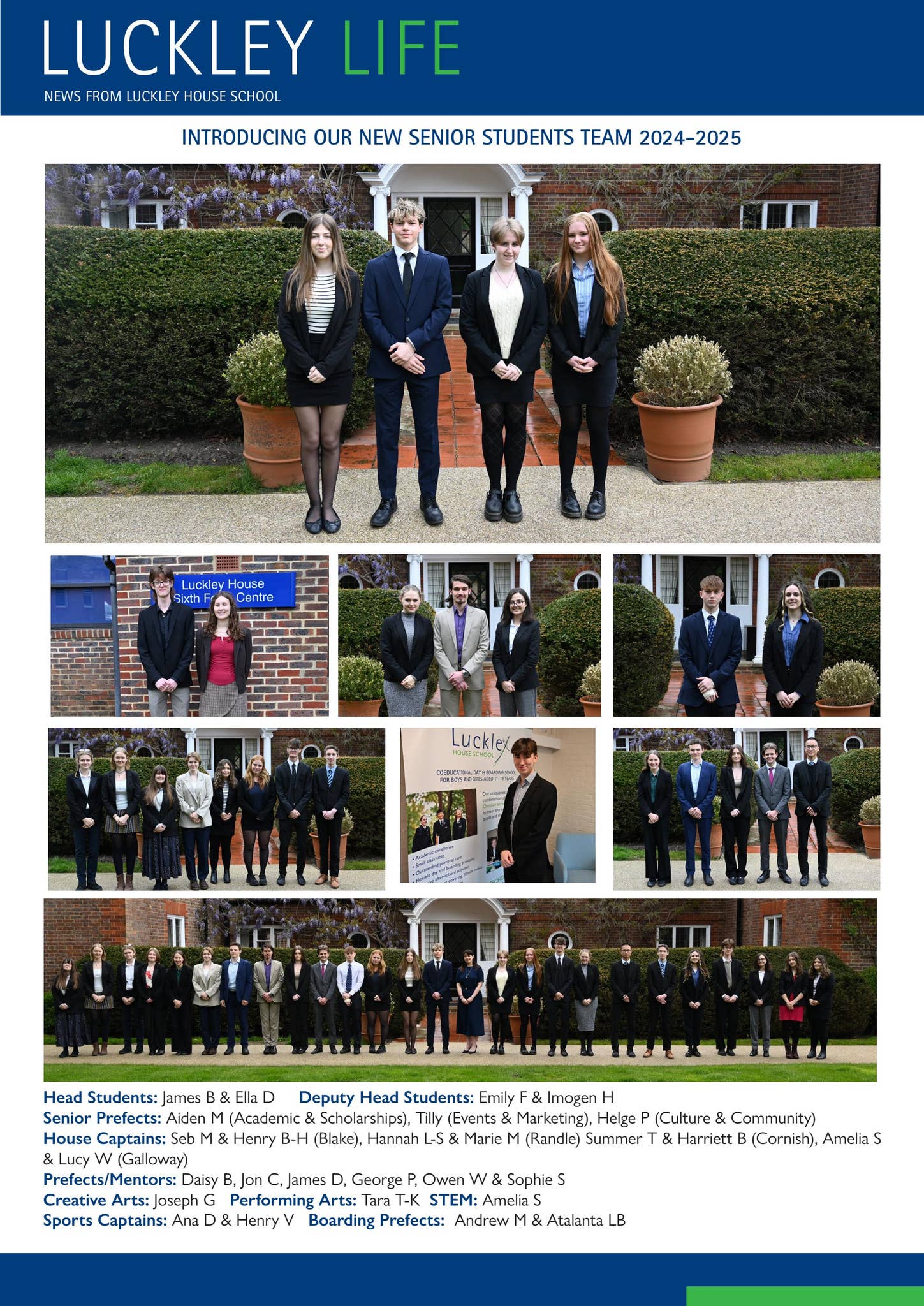 New Senior Prefect Team 2024 by Luckley House School - Issuu