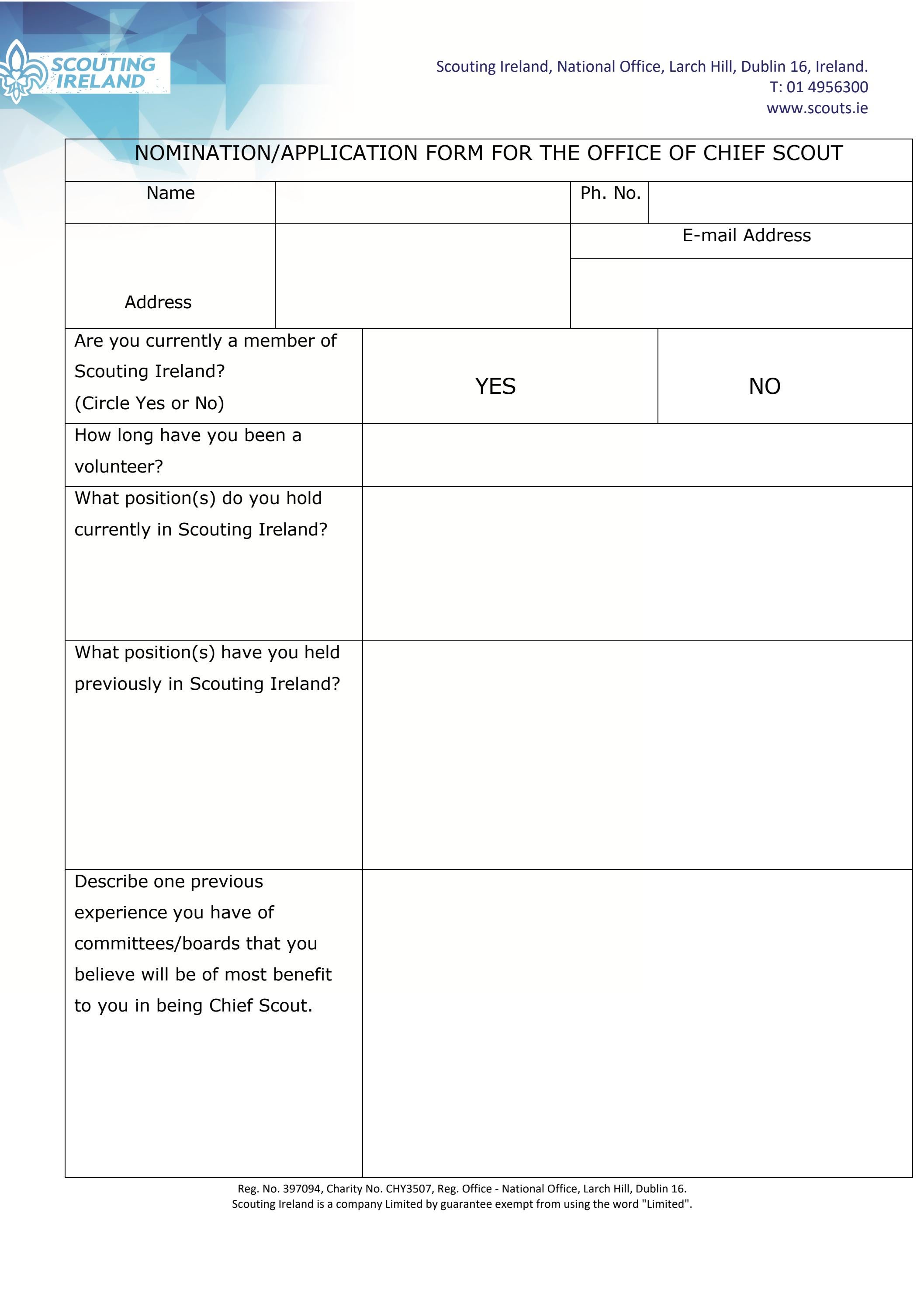 01.0...Application_Nomination Form for Chief Scout by Scouting Ireland ...