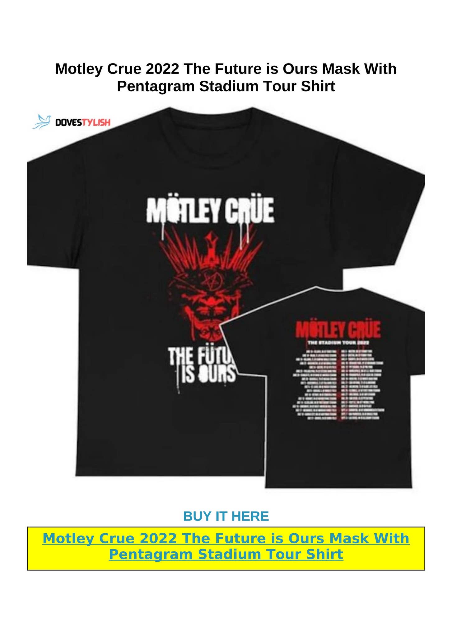 Motley Crue 2022 The Future is Ours Mask With Pentagram