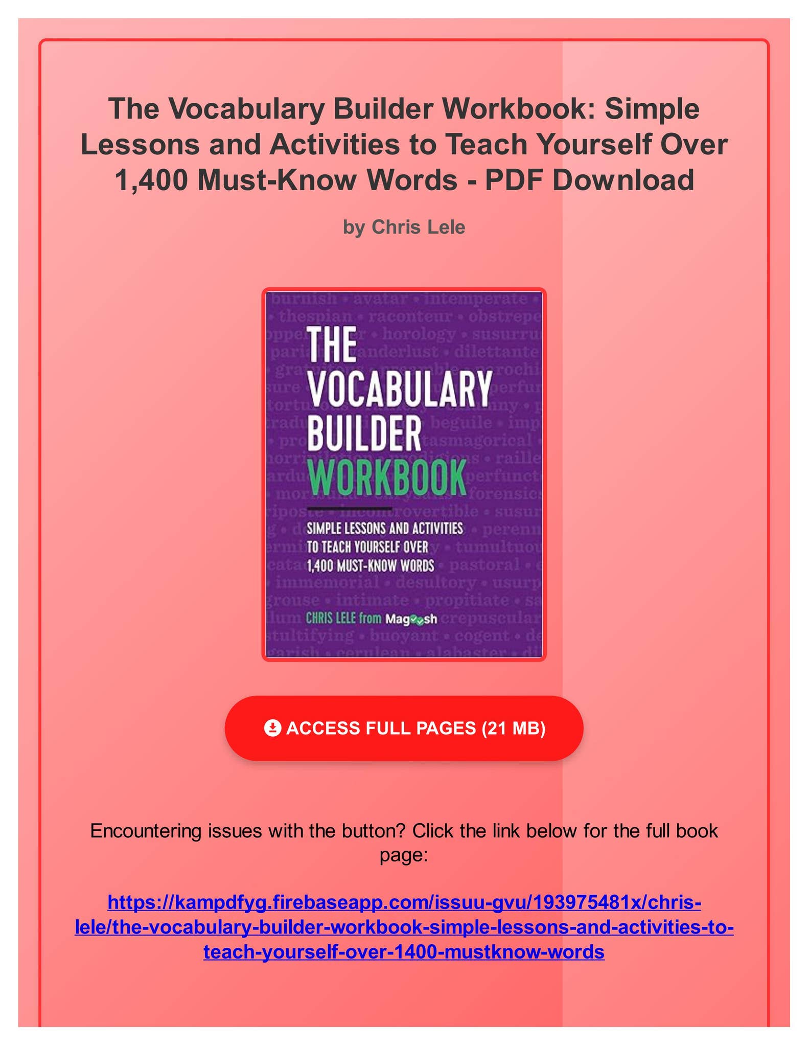 PDF The Vocabulary Builder Workbook: Simple Lessons and