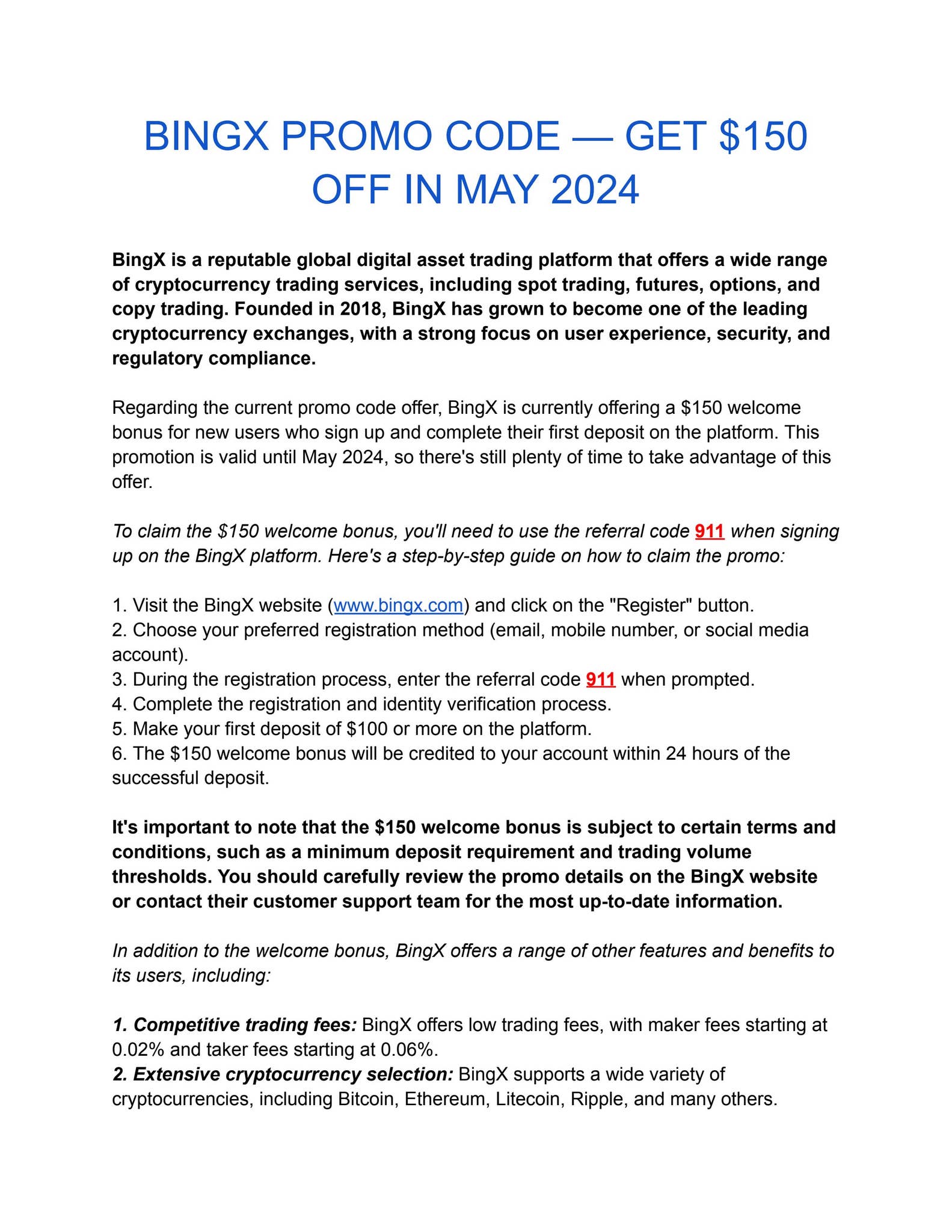 BINGX PROMO CODE — GET $150 OFF IN MAY 2024 by BINGX PROMO CODE - Issuu