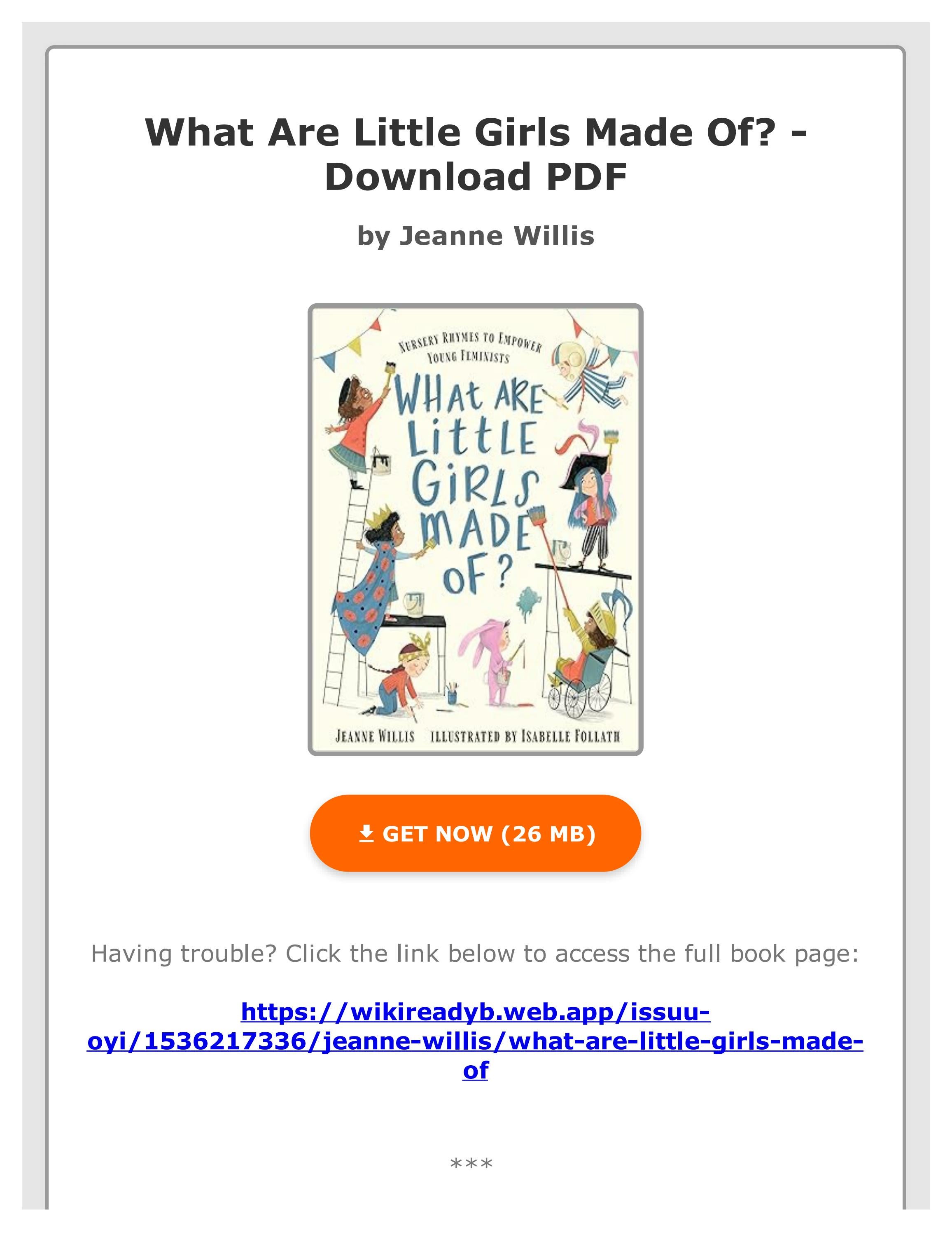 (FREE (PDF) What Are Little Girls Made Of? by Jeanne