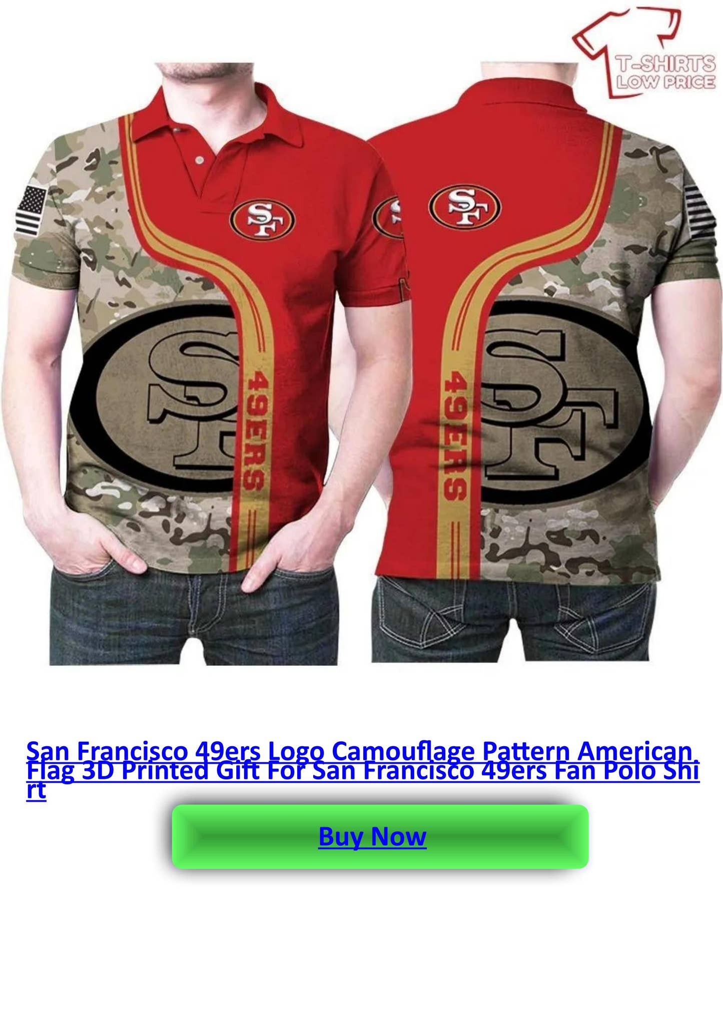 San Francisco 49ers Logo Camouflage Pattern American Flag 3D Printed ...