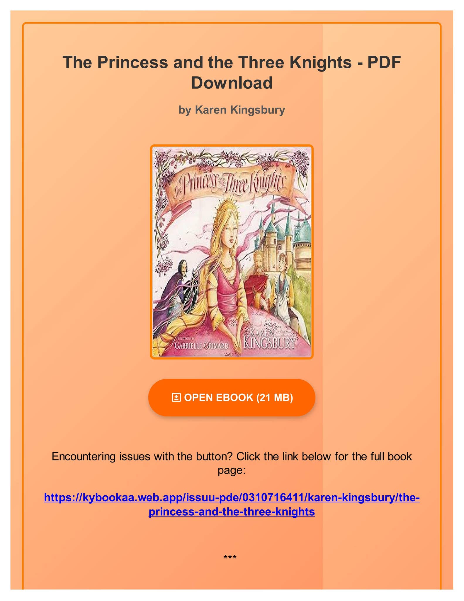 PDF The Princess and the Three Knights by Karen Kingsbury by