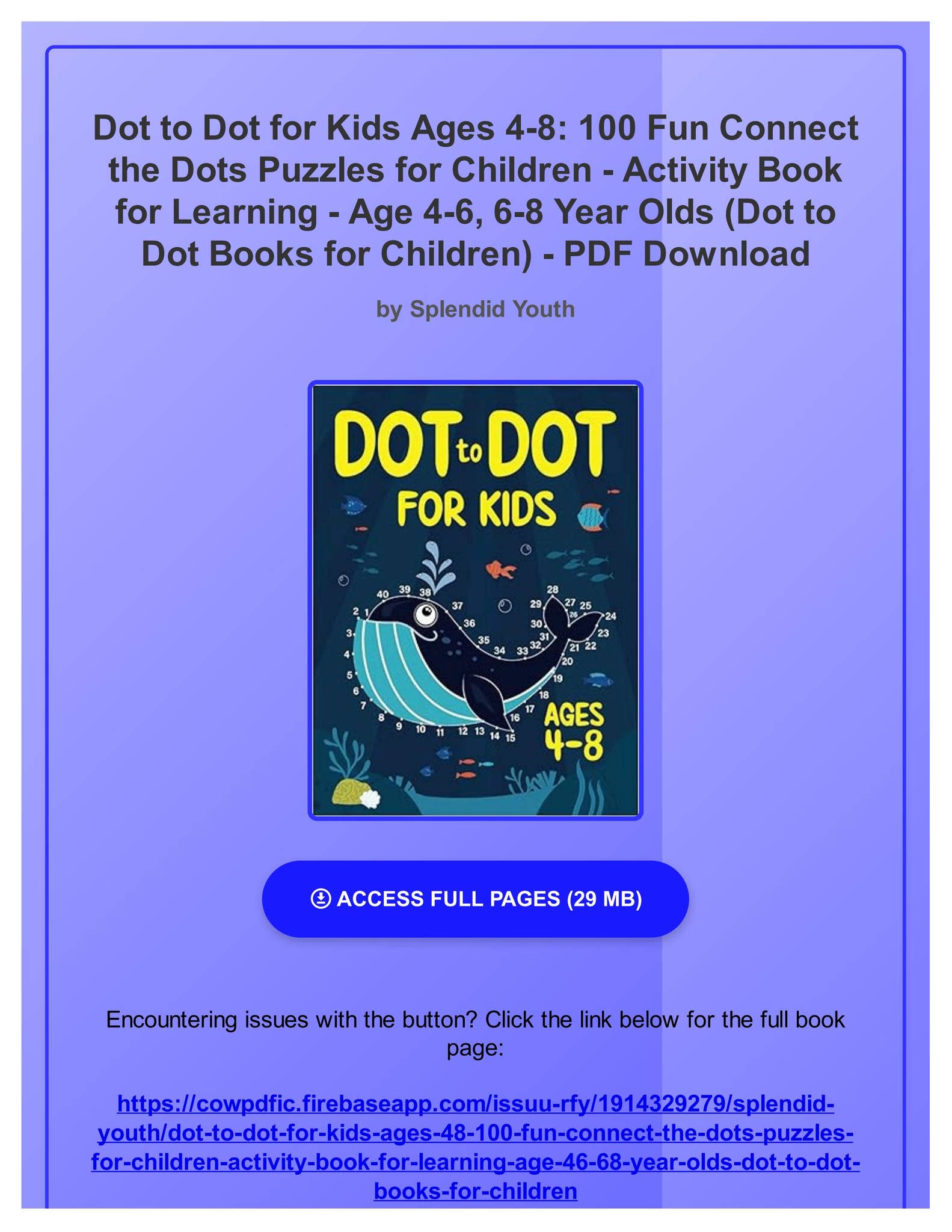 (PDF) Dot to Dot for Kids Ages 4-8: 100 Fun Connect the Dots Puzzles ...
