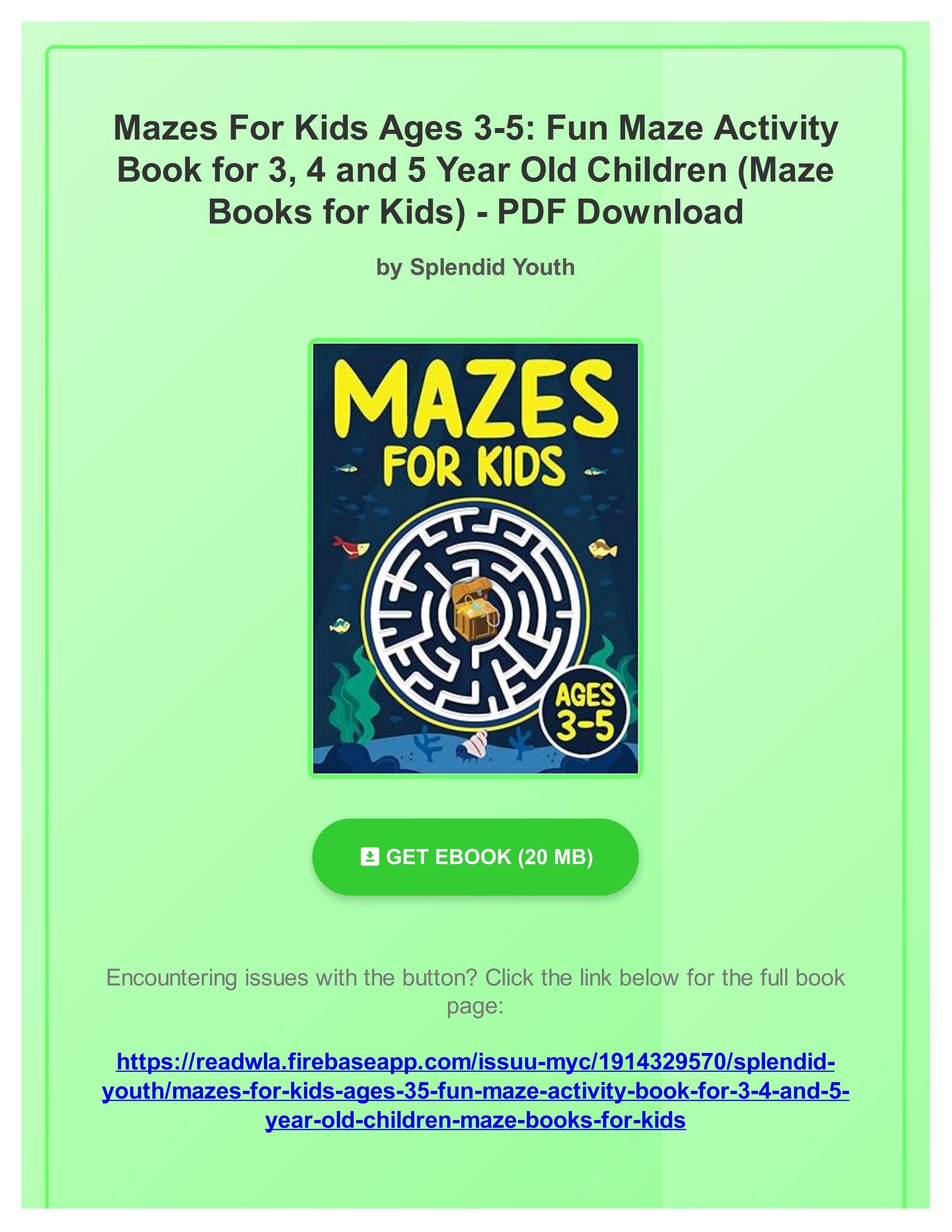 Ebook Mazes For Kids Ages 3-5: Fun Maze Activity Book for 3, 4 and 5 ...