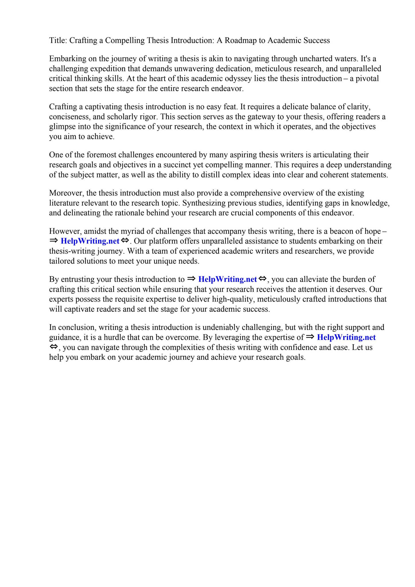 Sample Thesis Introduction by Harrisburg Area Community College - Issuu