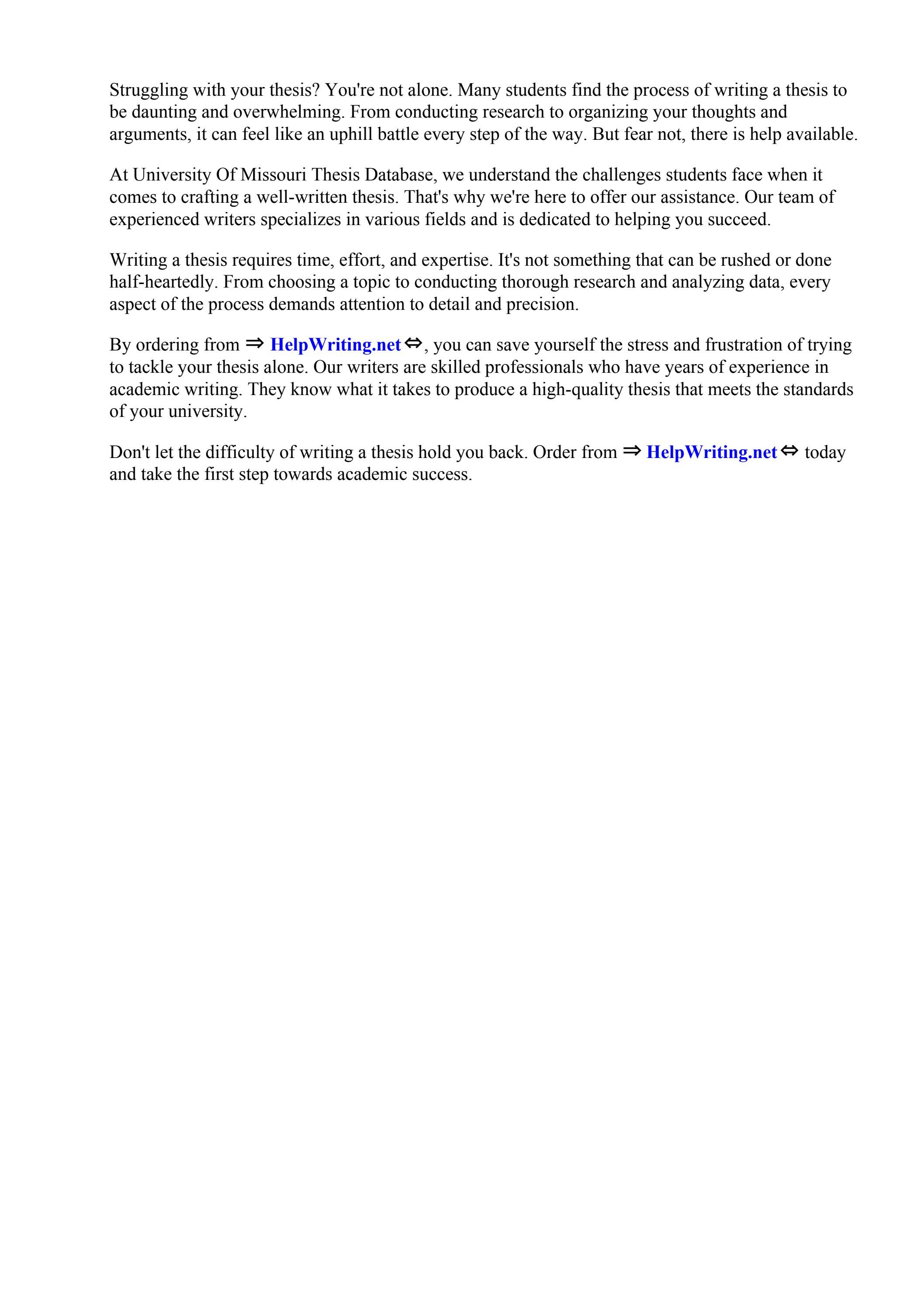 University Of Missouri Thesis Database by Columbia College Chicago - Issuu