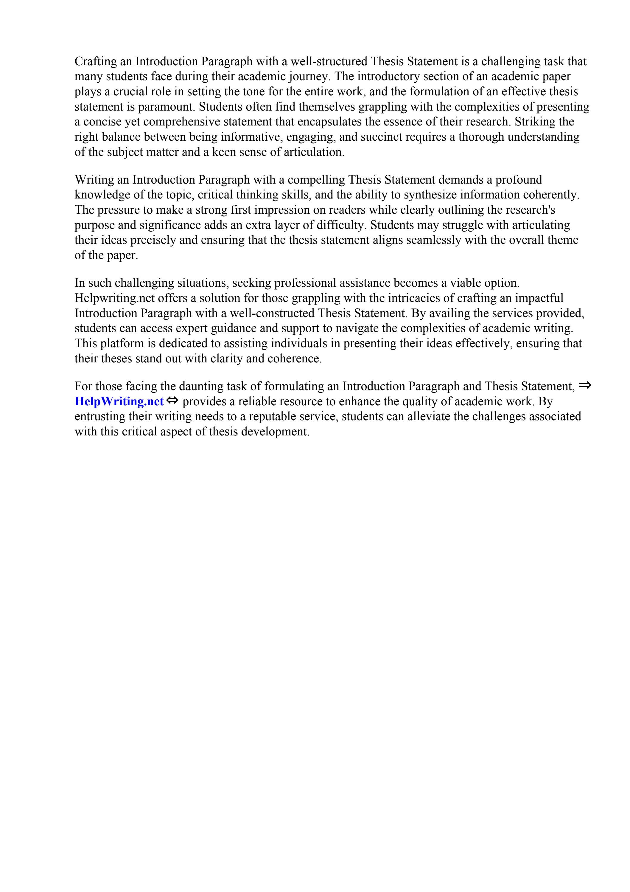 Introduction Paragraph Format Thesis Statement by Eastern Gateway ...