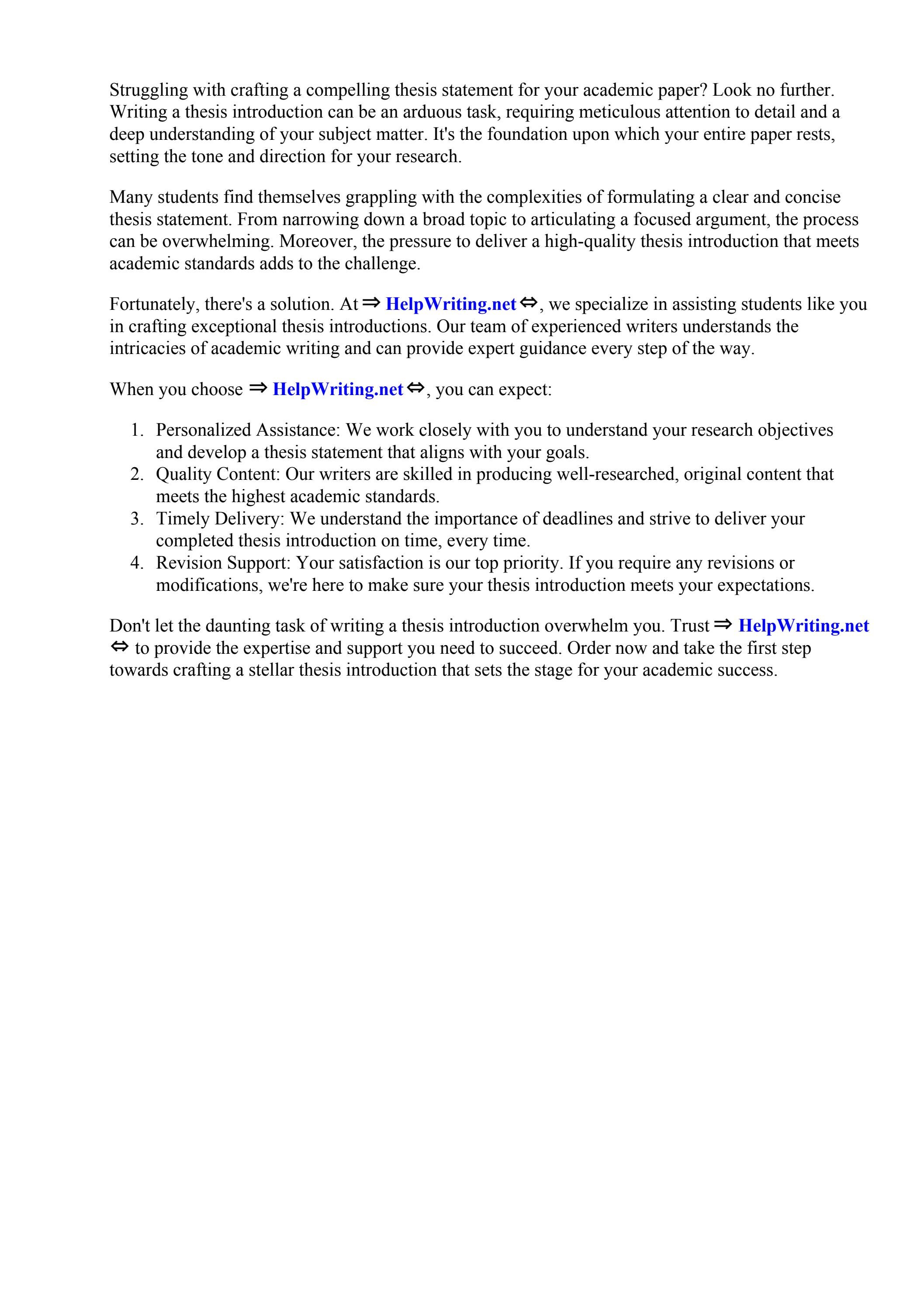 How To Write A Introduction With Thesis Statement by Southwest Texas ...