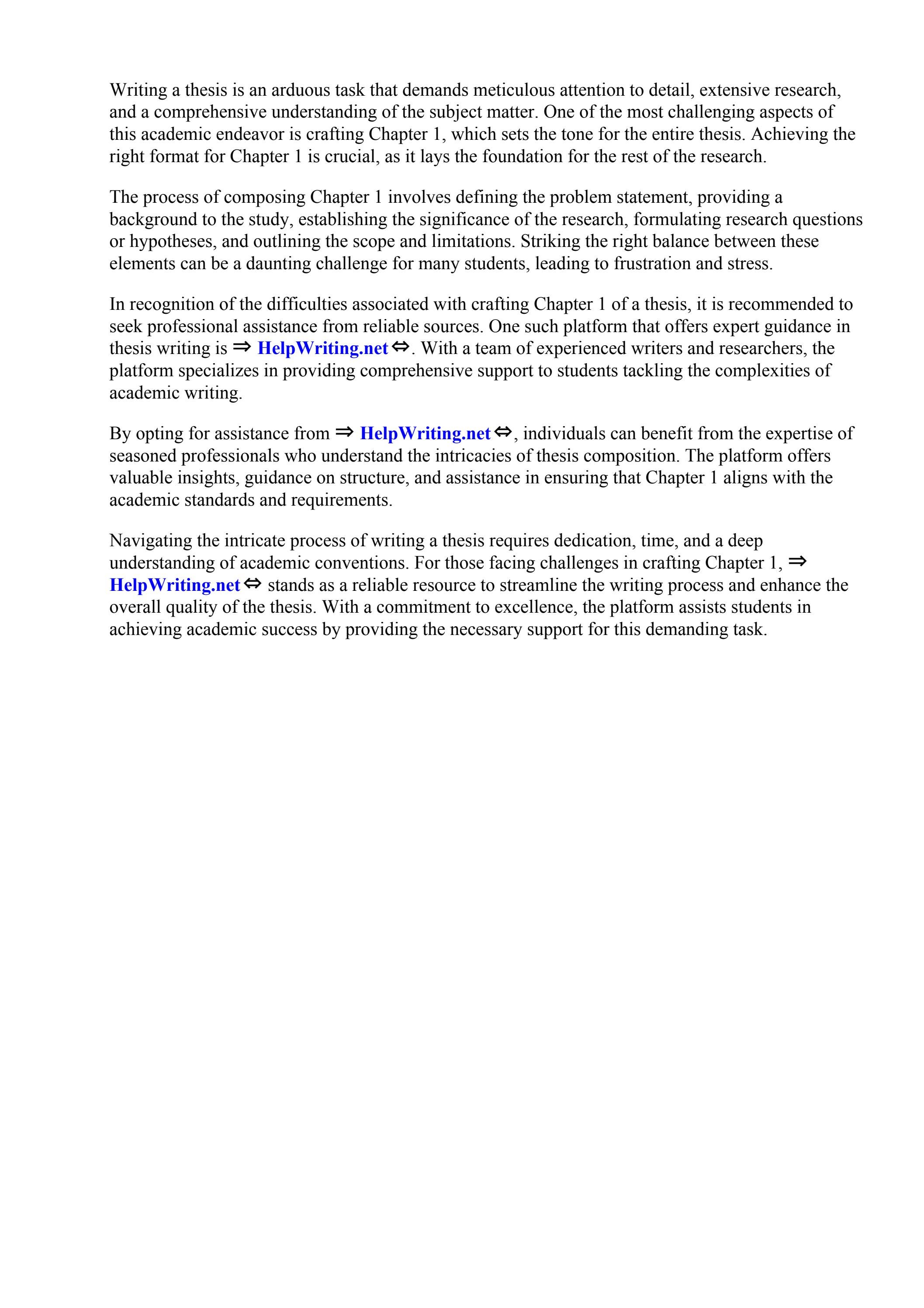 Chapter 1 Thesis Format Sample by Dillard University - Issuu