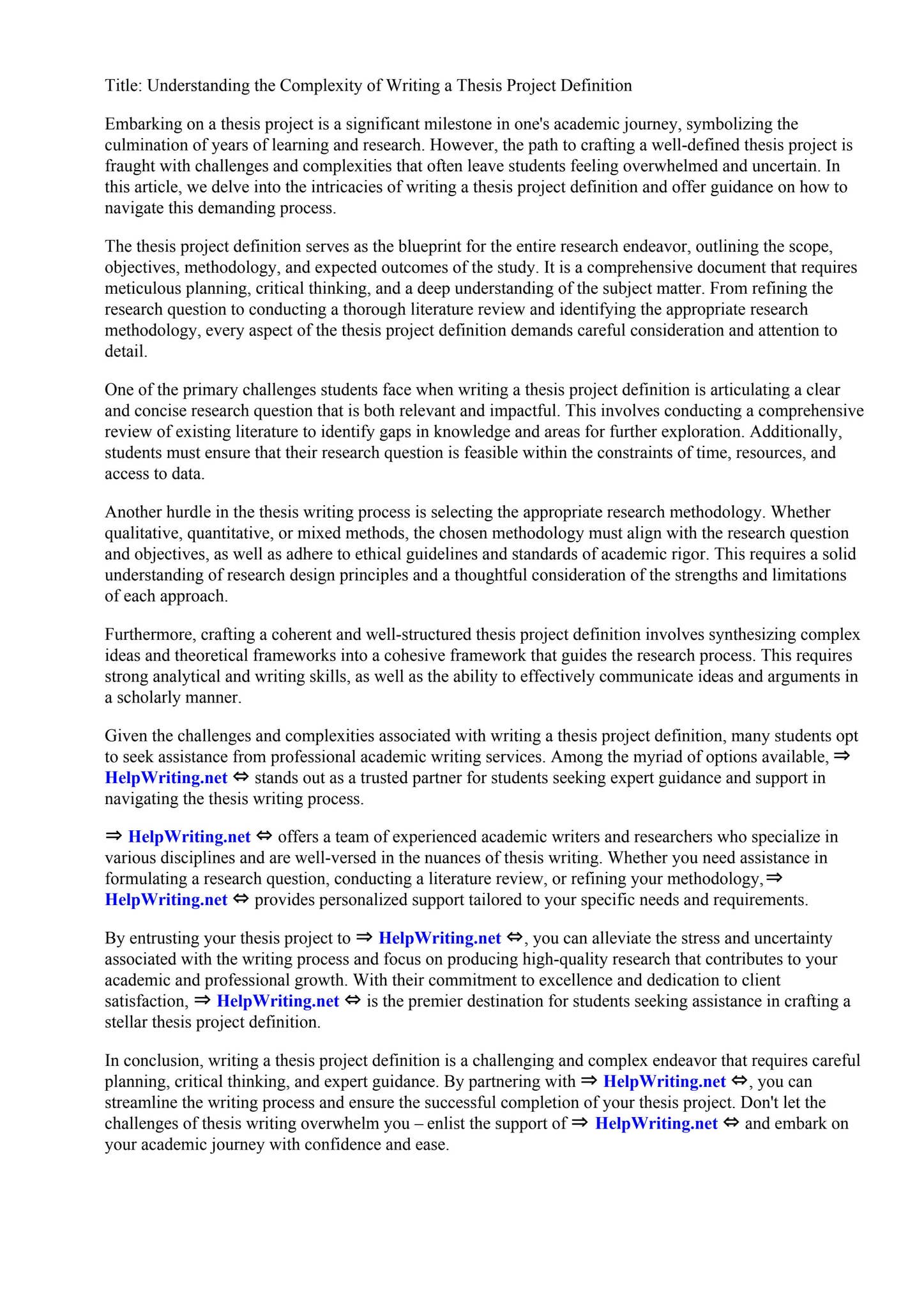 Thesis Project Definition by Taylor University - Issuu