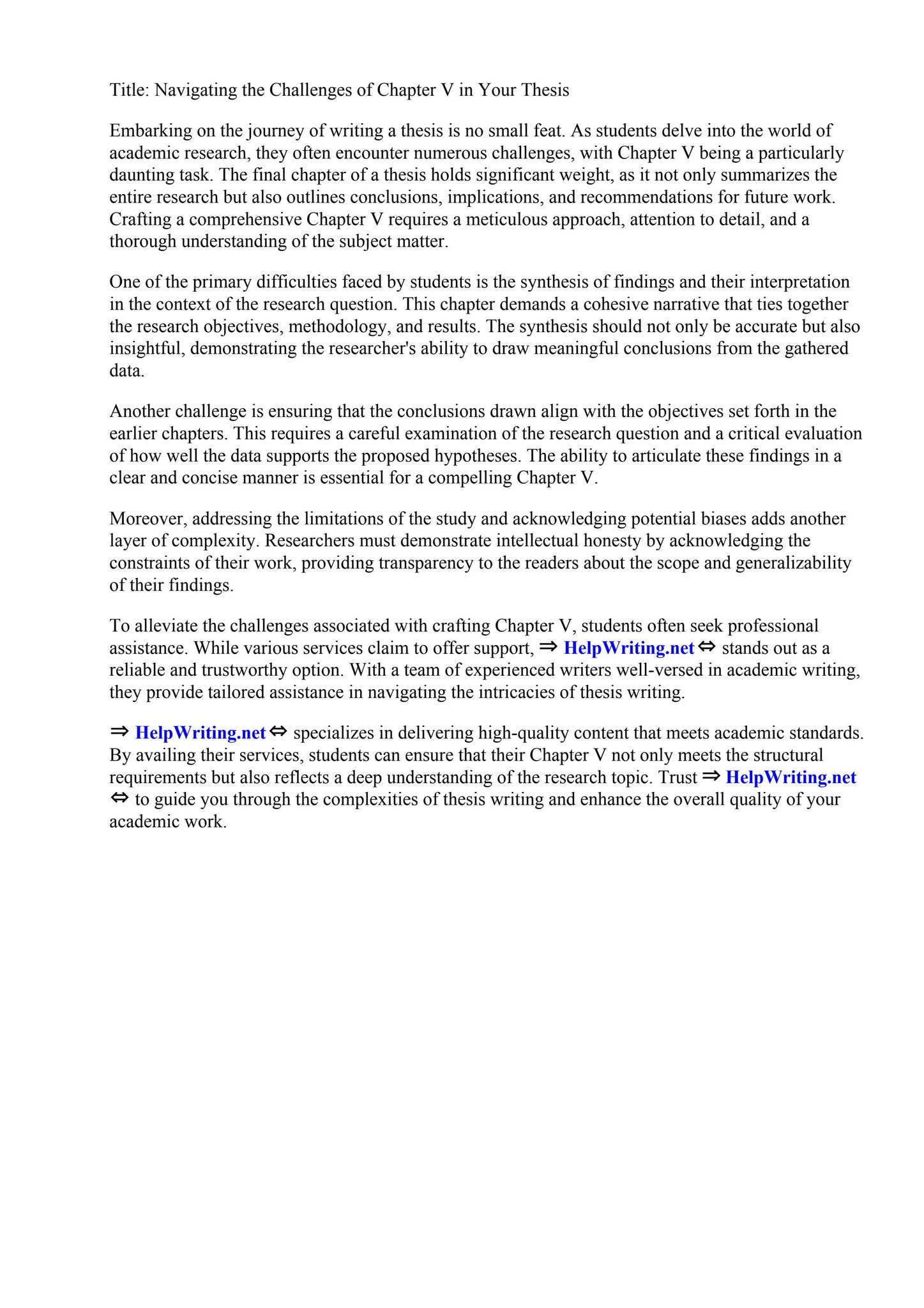 Chapter V Thesis by National-Louis University - Issuu