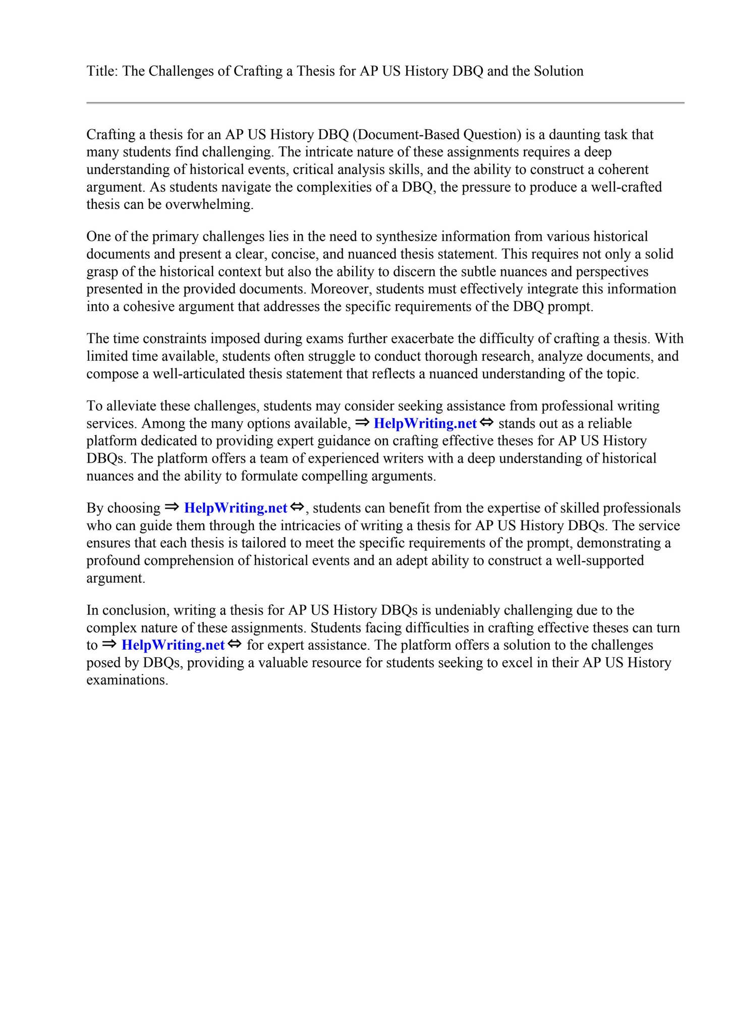 How To Write A Thesis For Ap Us History Dbq by Ogeechee Technical ...