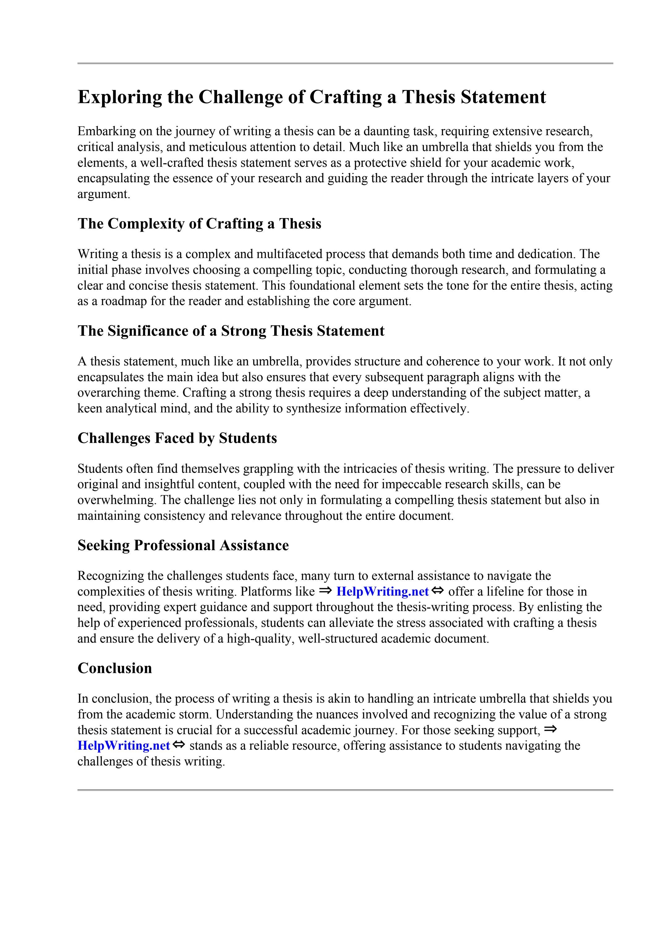 How A Thesis Statement Is Similar To An Umbrella by Uniformed Services