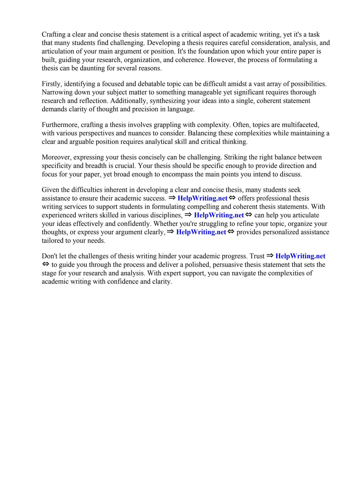 Concise Statement Examples How To Develop A Clear And Concise Thesis Statement by Hamline ...