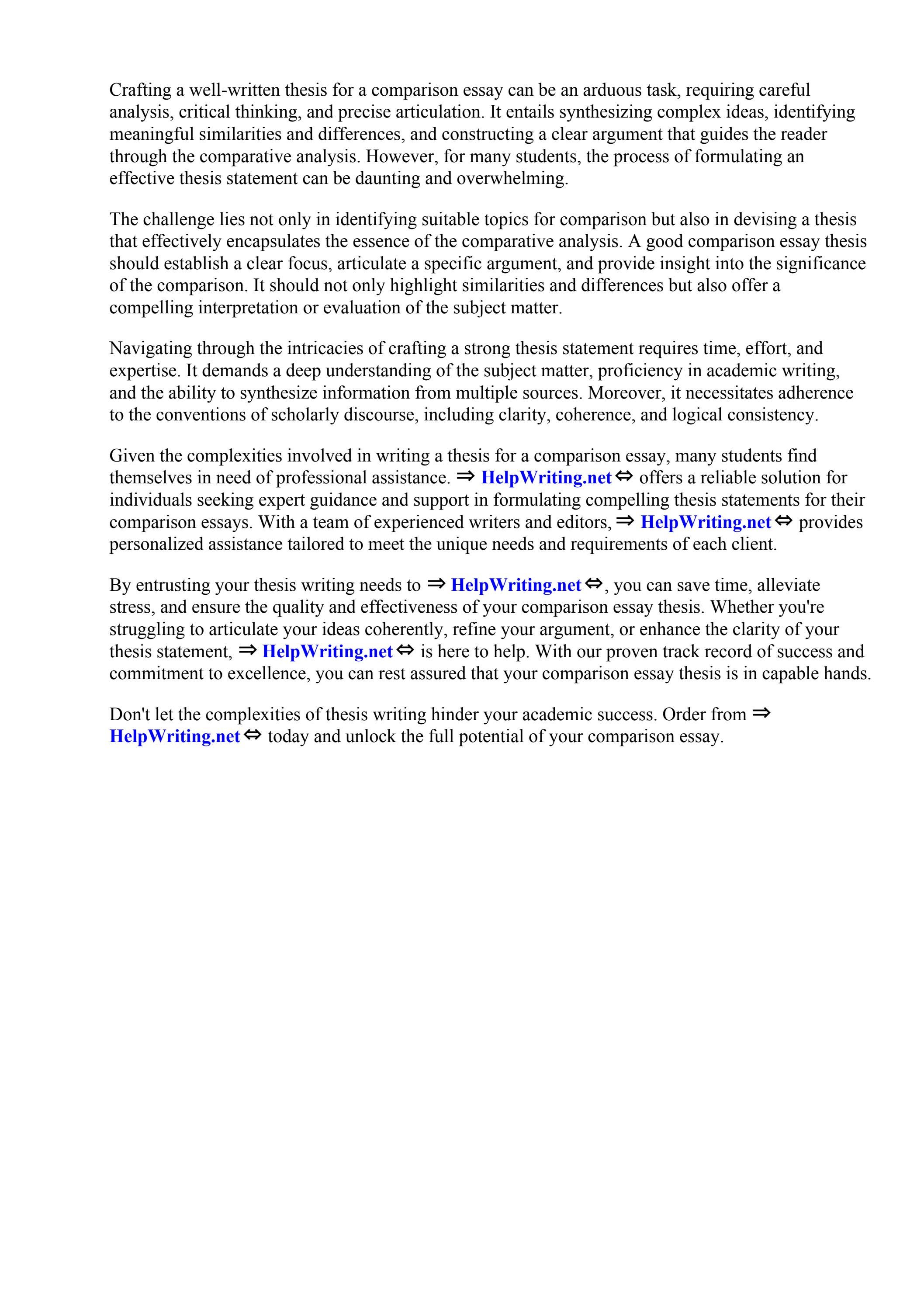 Good Comparison Essay Thesis by Shorter University - Issuu