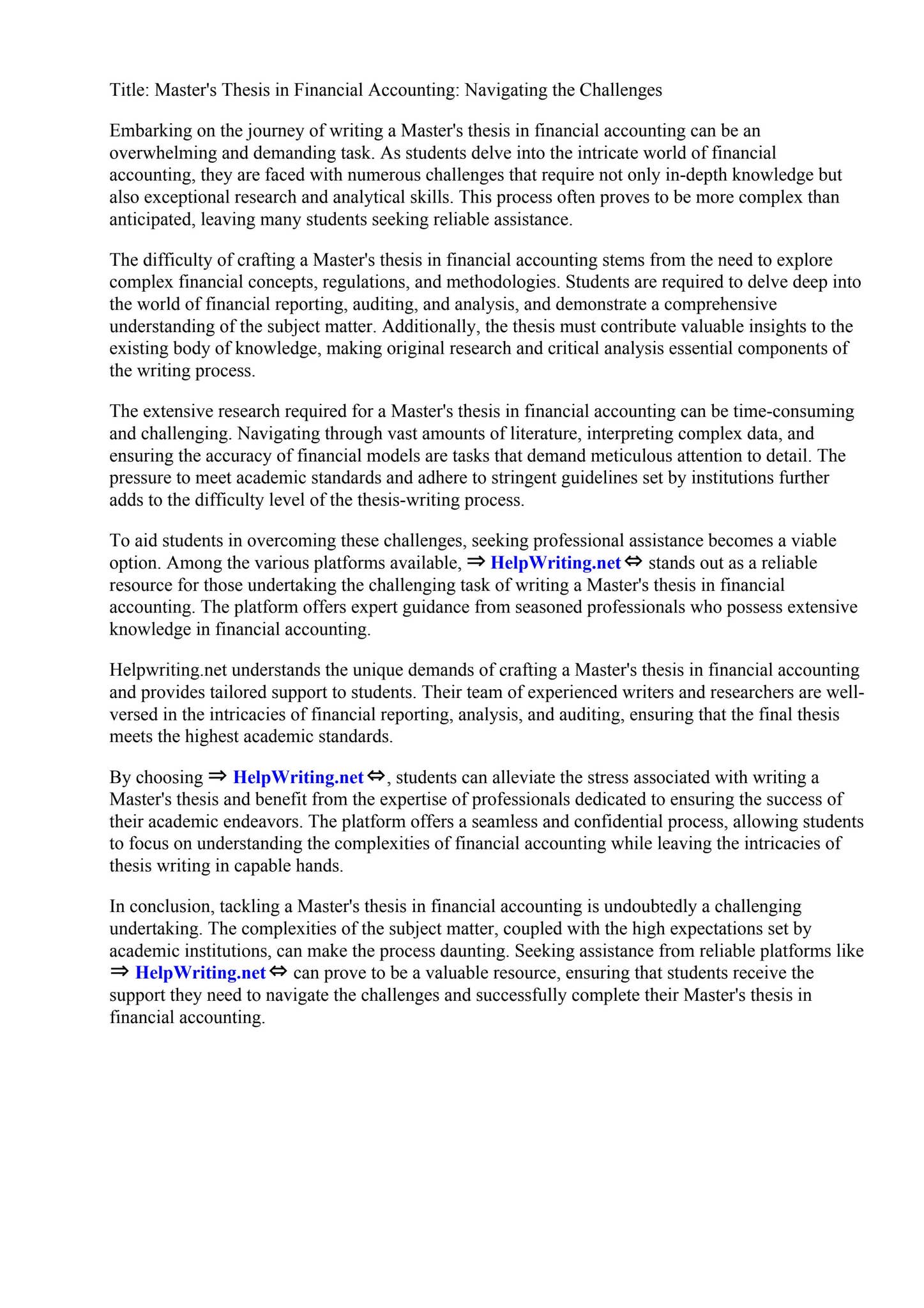 Master'S Thesis In Financial Accounting by Newbury College - Issuu