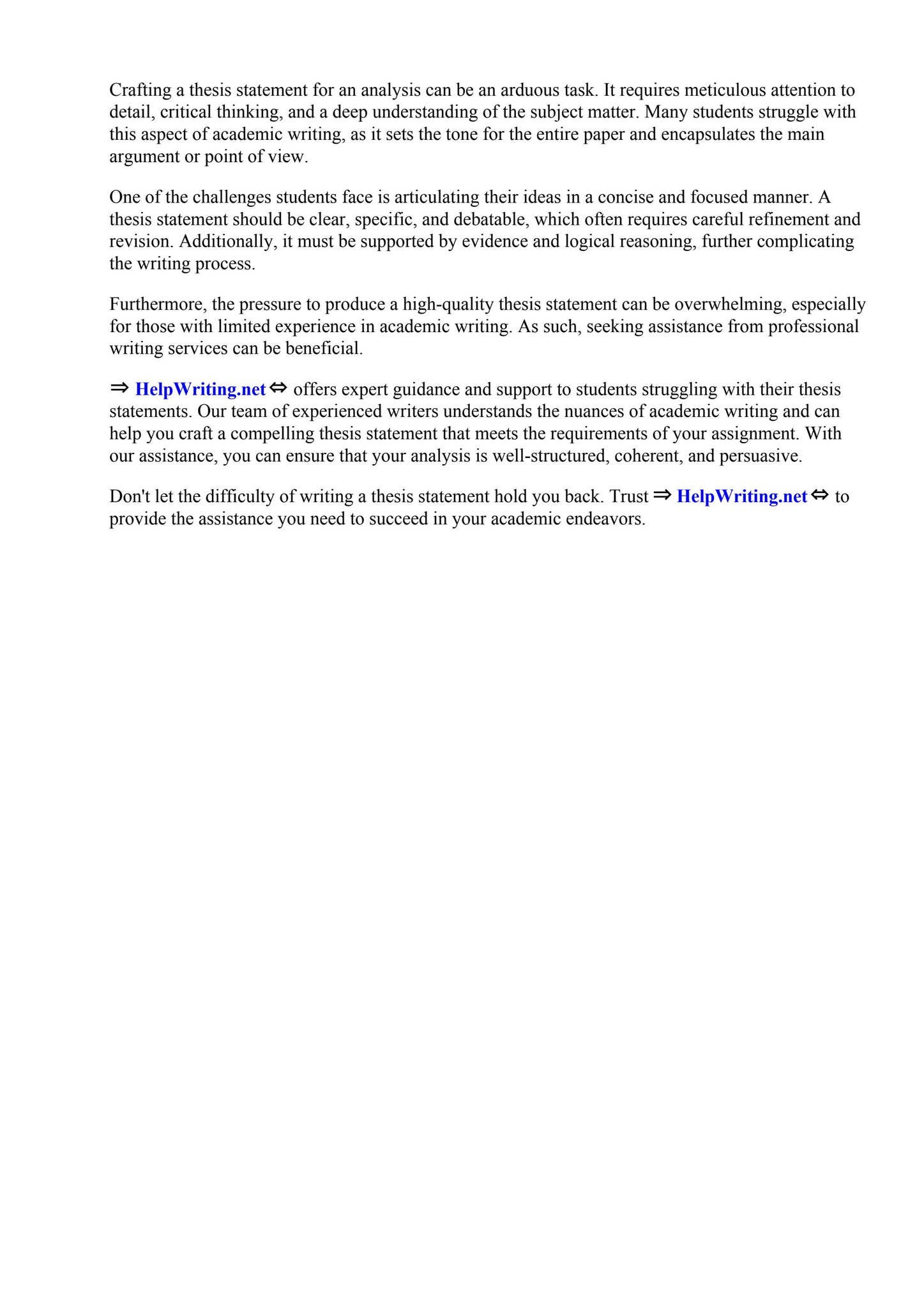Analysis Introduction Creating A Thesis Statement For An Analysis by International ...
