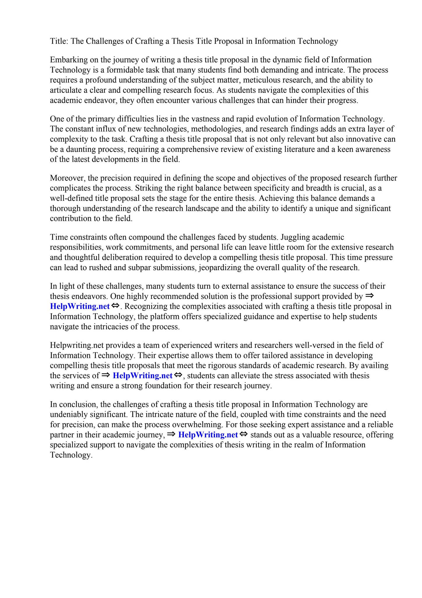 Thesis Title Proposal For Information Technology by San Jacinto College ...