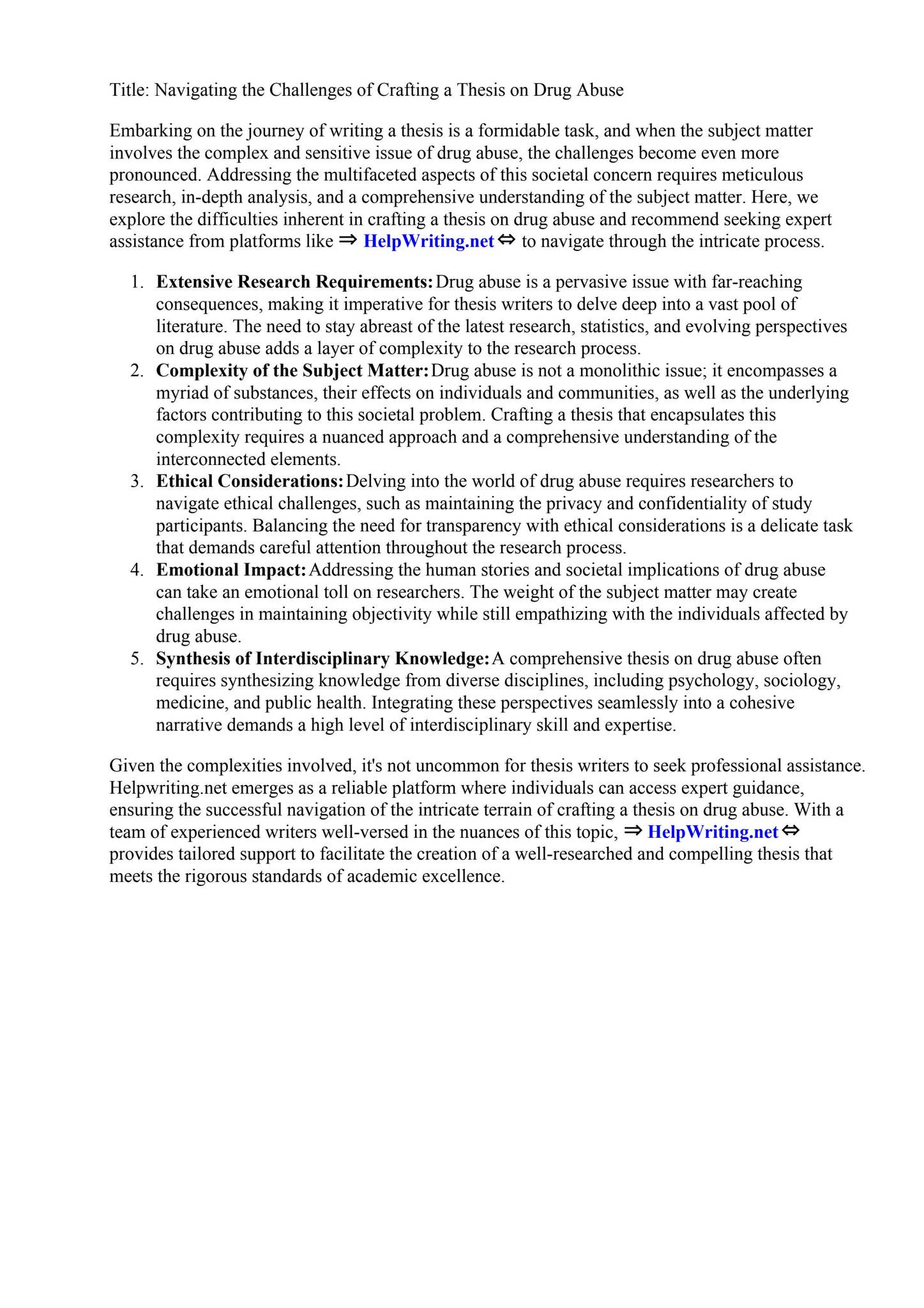 Thesis About Drug Abuse by Central Connecticut State University - Issuu