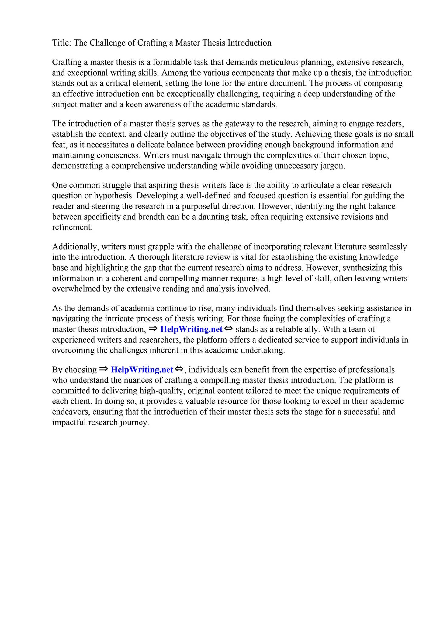 How To Write An Introduction Master Thesis by Pine Manor College - Issuu