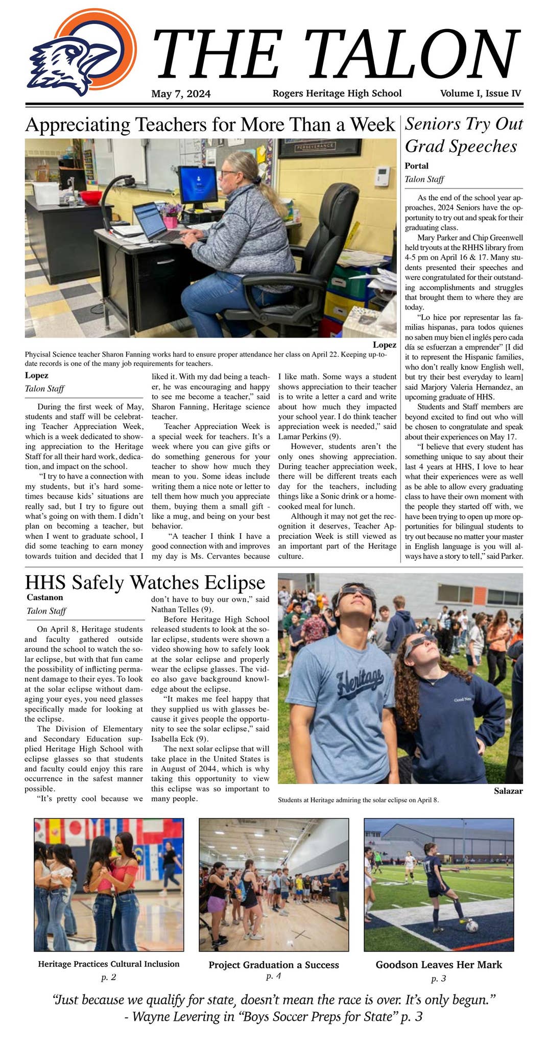 Talon May Heritage Talon May 2024 by Heritage Journalism - Issuu