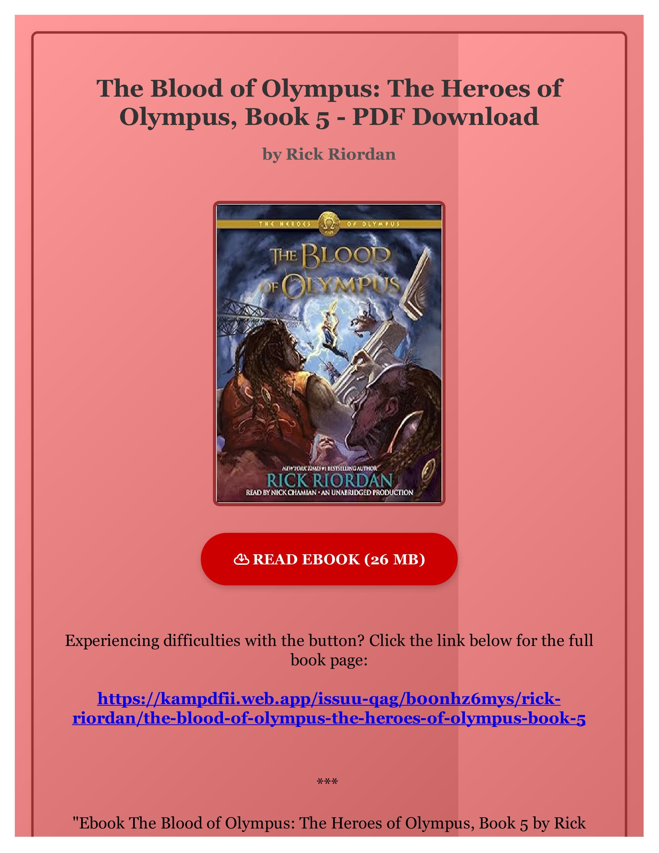 Ebook The Blood of Olympus: The Heroes of Olympus, Book 5 by Rick ...