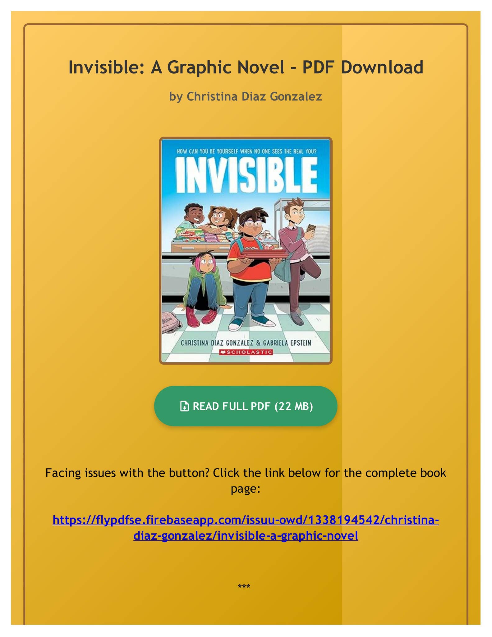 [PDF] Invisible A Graphic Novel by Christina Diaz Gonzalez by