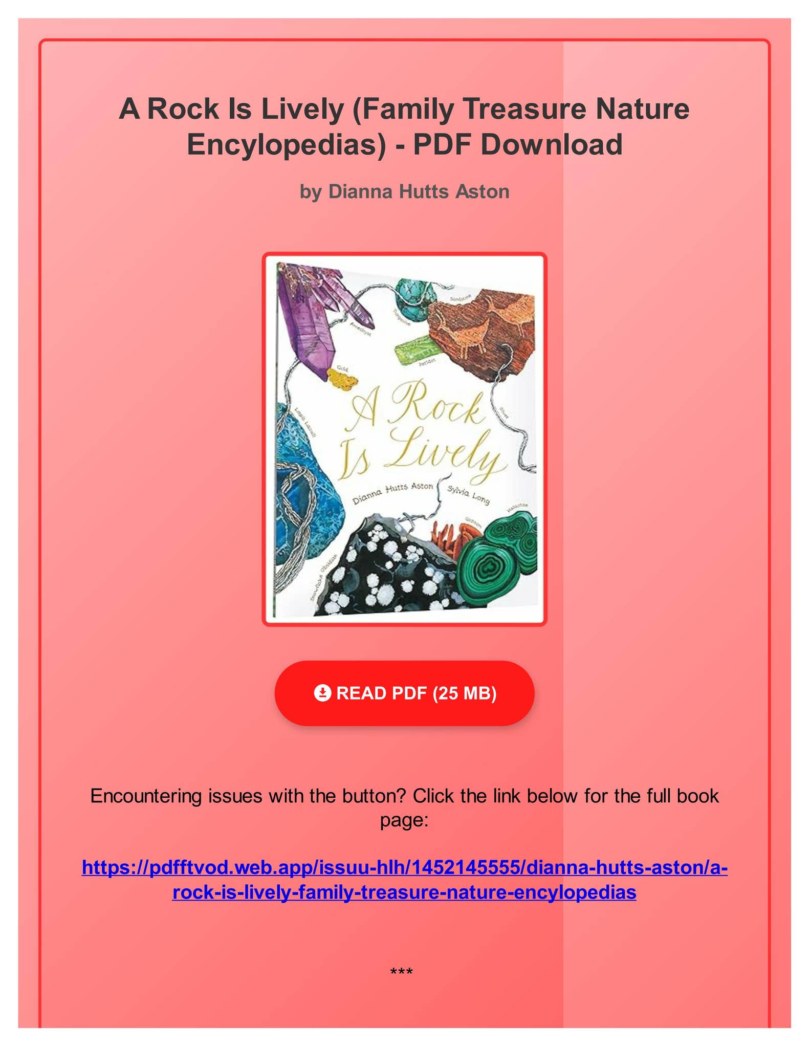 (PDF PDF) A Rock Is Lively (Family Treasure Nature Encylopedias)