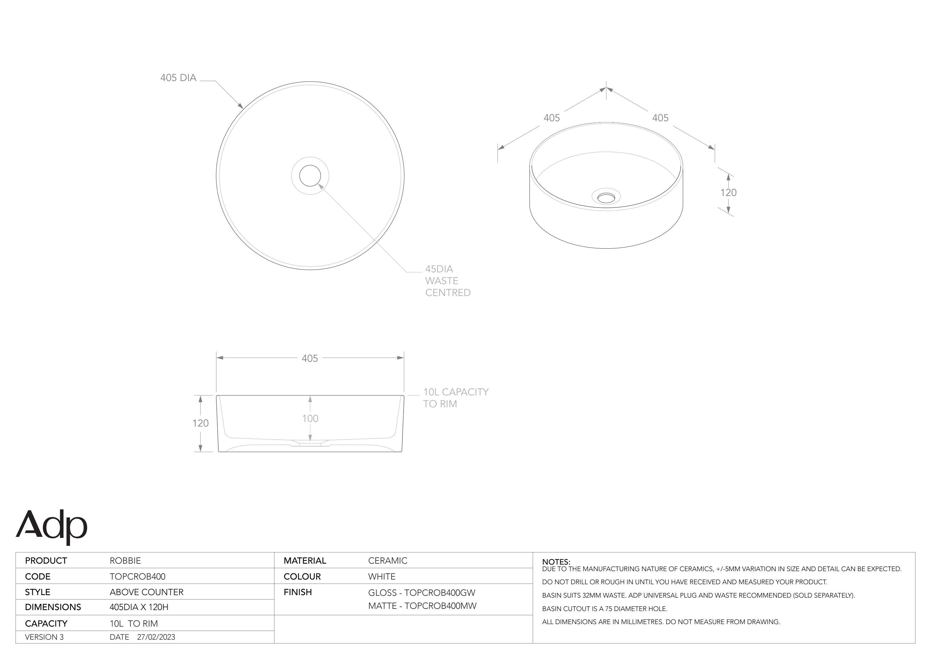 robbie-above-counter-spec-topcrob400gw-v3 by Tilemall - Issuu
