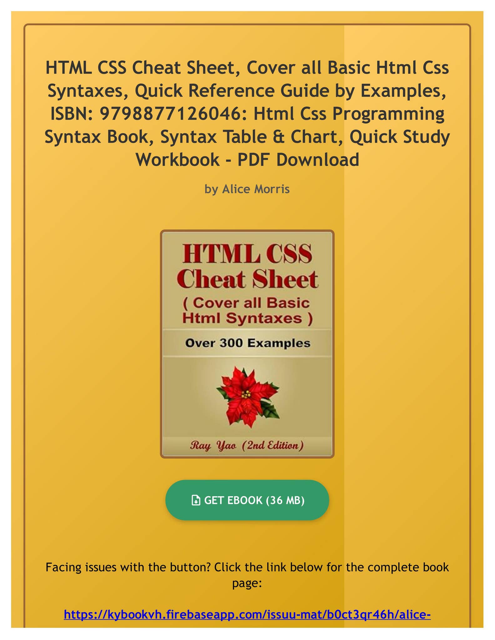 PDF Free HTML CSS Cheat Sheet, Cover all Basic Html Css Syntaxes, Quick ...