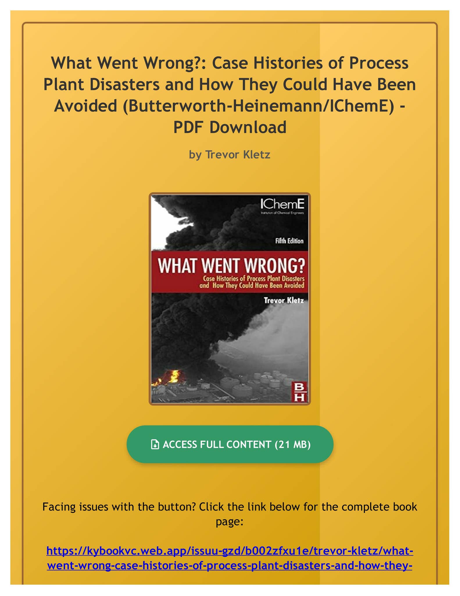 PDF) What Went Wrong?: Case Histories of Process Plant Disasters