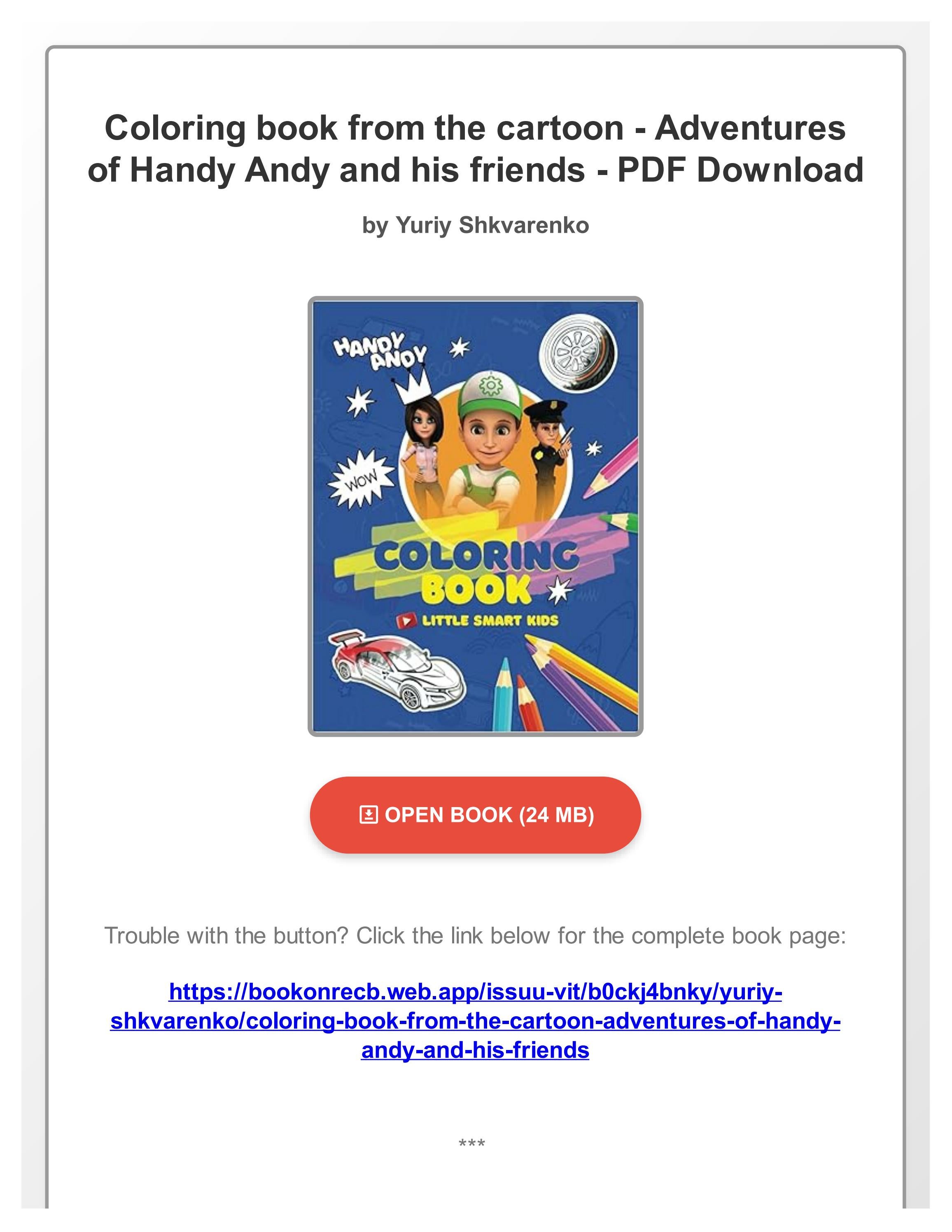 PDF Coloring book from the cartoon - Adventures of Handy Andy and his ...