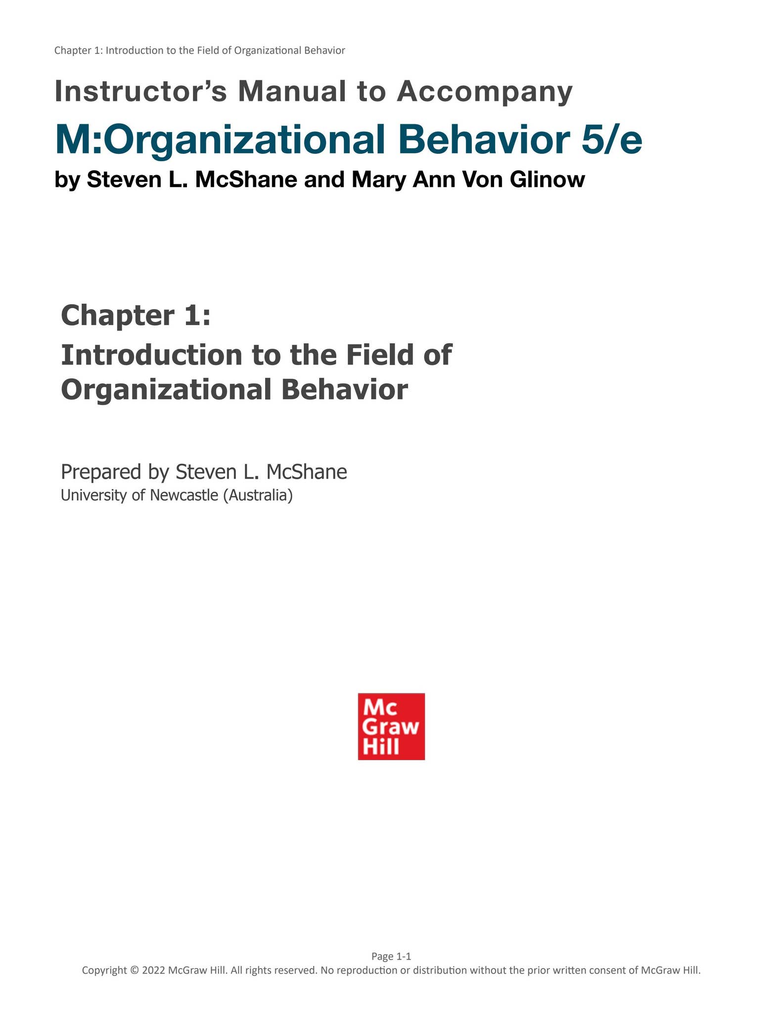 Instructor’s Manual to Accompany M:Organizational Behavior 5/e by ...