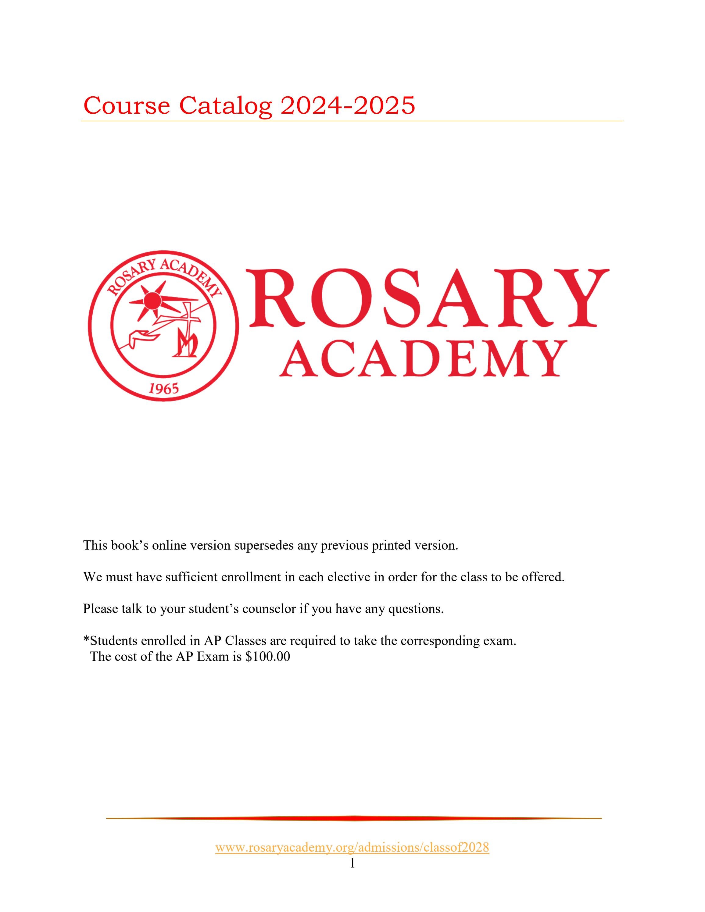Course Catalog 2425 by Rosary Royals Issuu