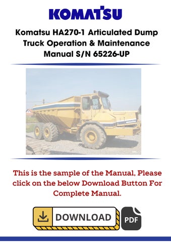 Komatsu HA270-1 Articulated Dump Truck Operation &