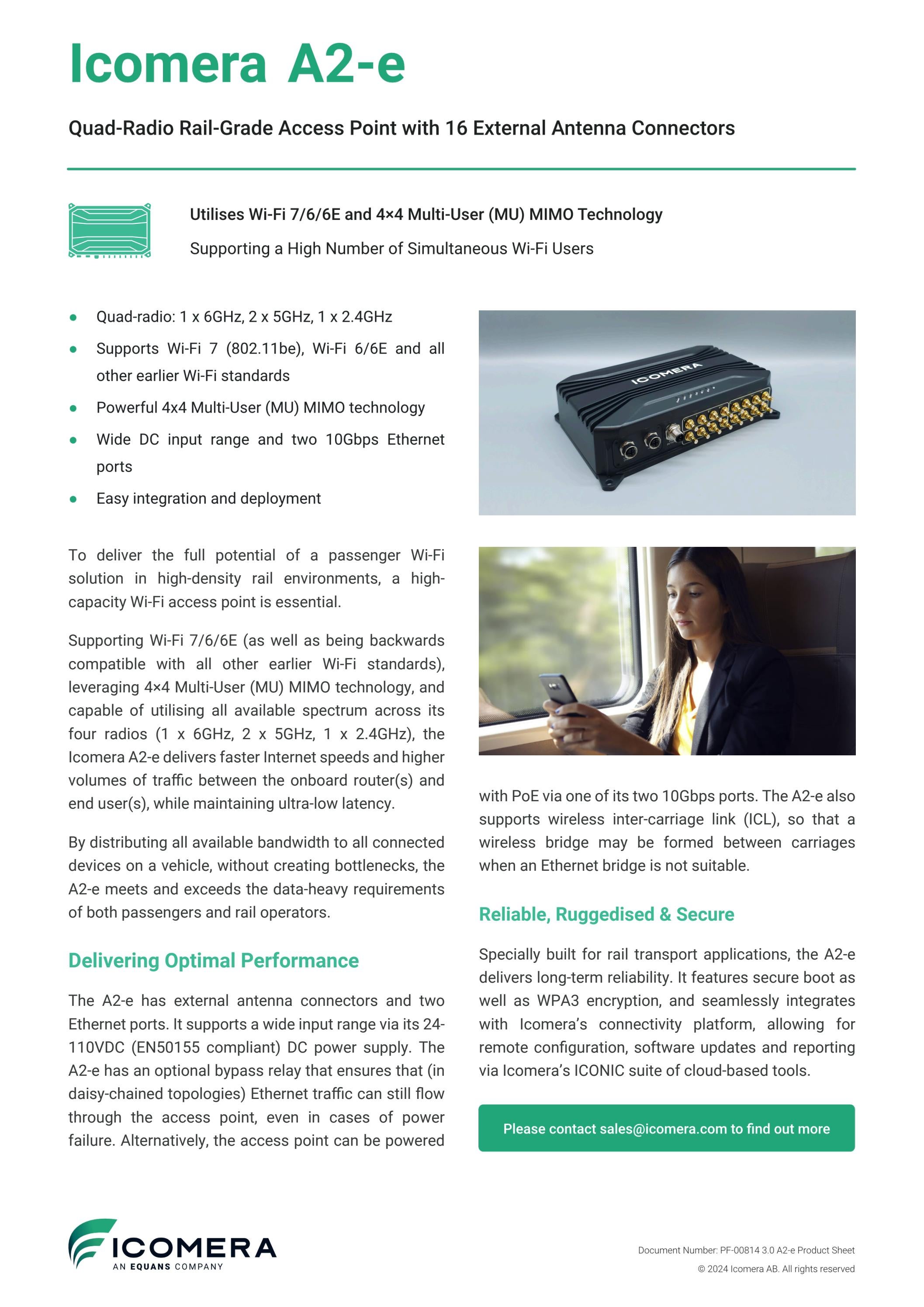 Icomera A2-e Access Point Product Sheet by Icomera - Issuu