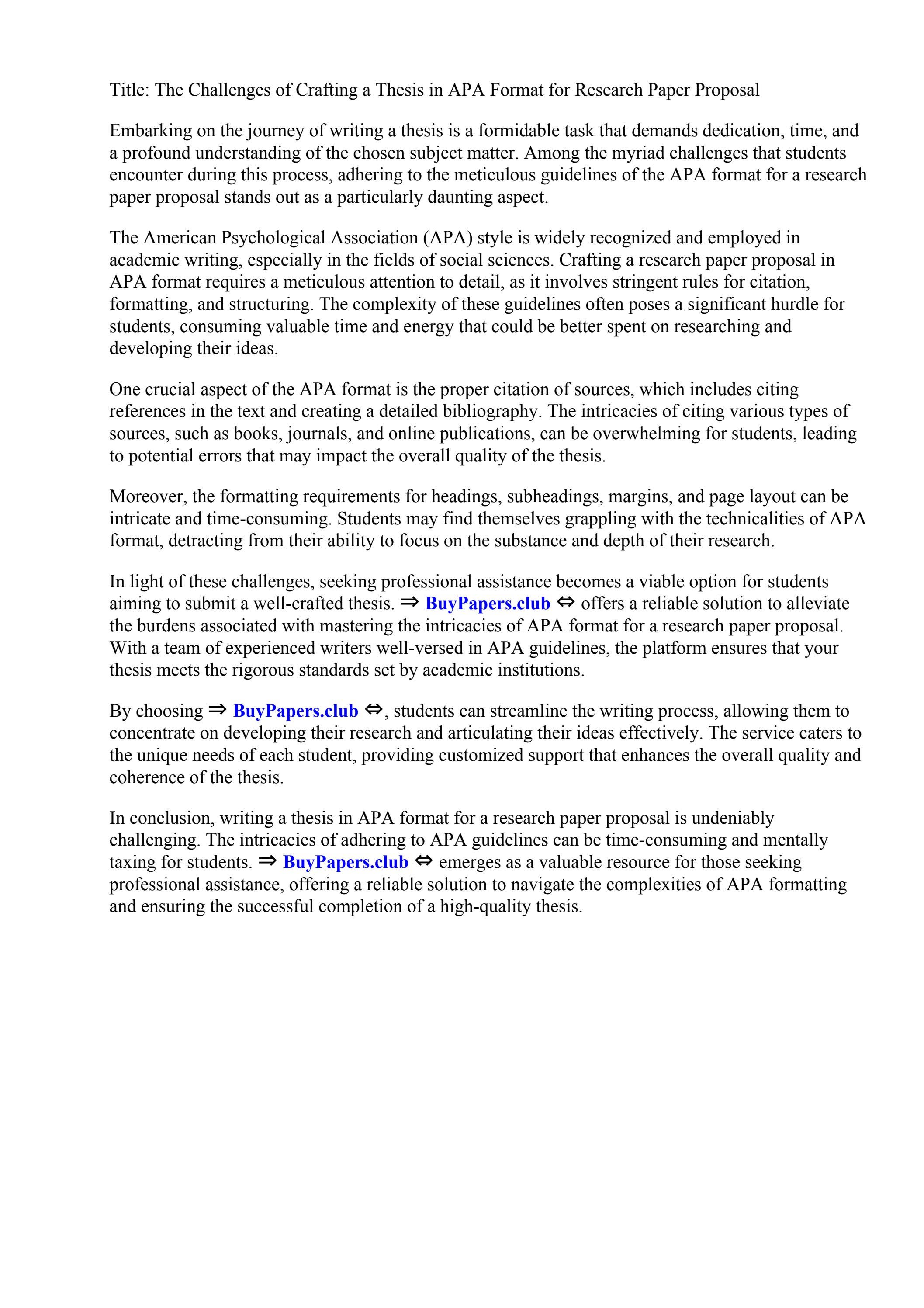 Apa Format For Research Paper Proposal by University of Central ...
