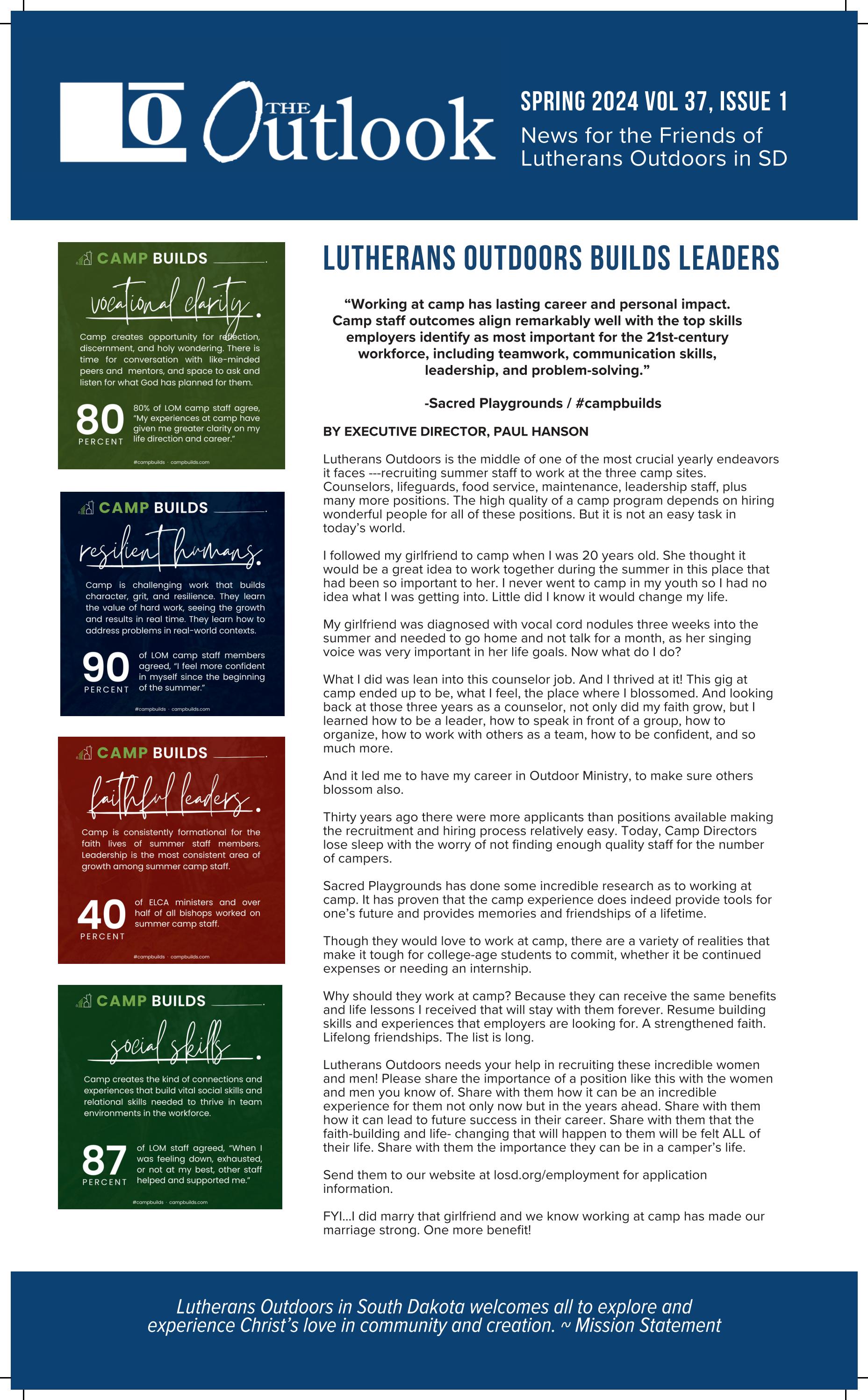 Outlook Spring 2024 by lutheransoutdoors - Issuu