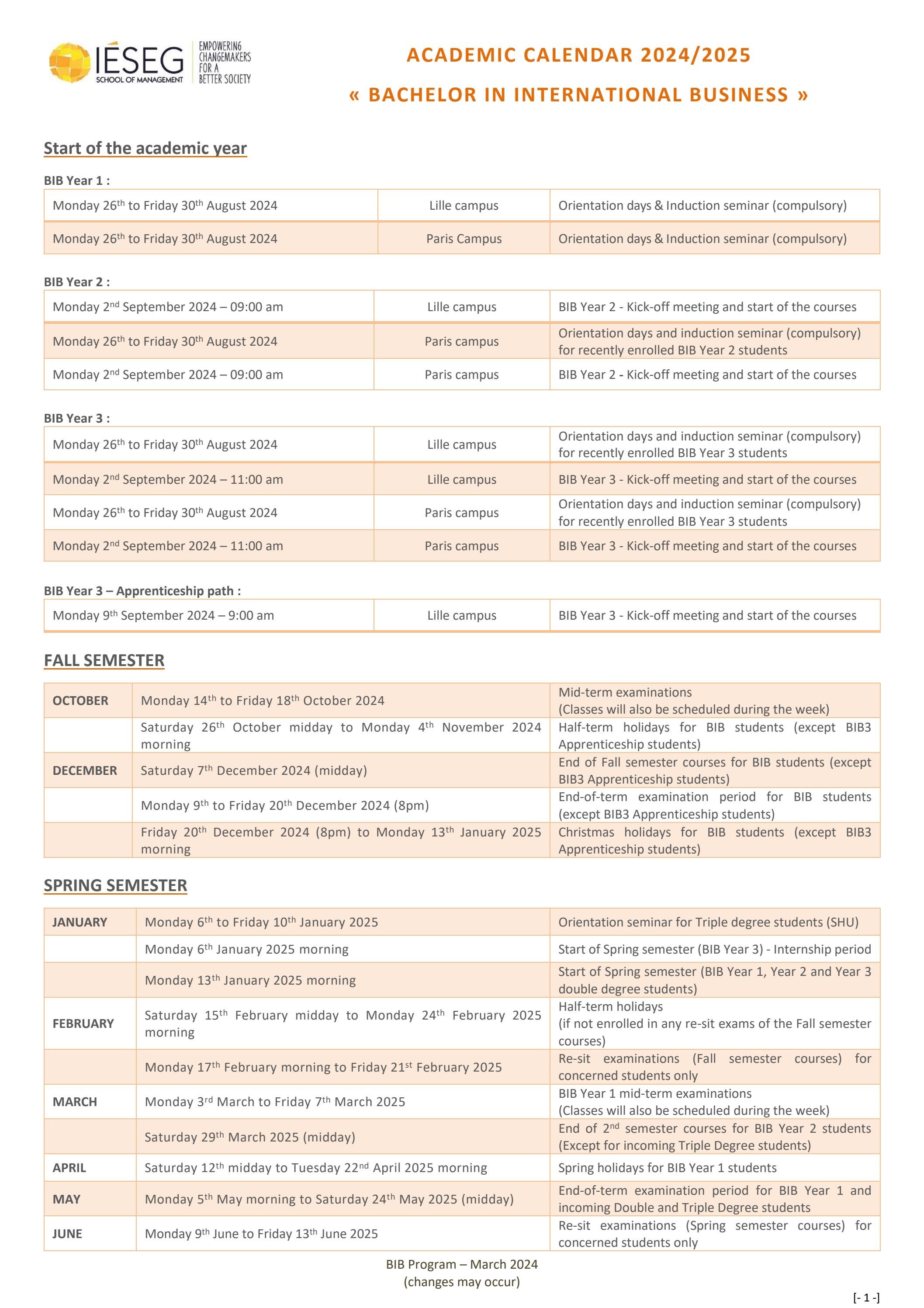 BIB Academic Calendar 20242025 by IÉSEG Issuu