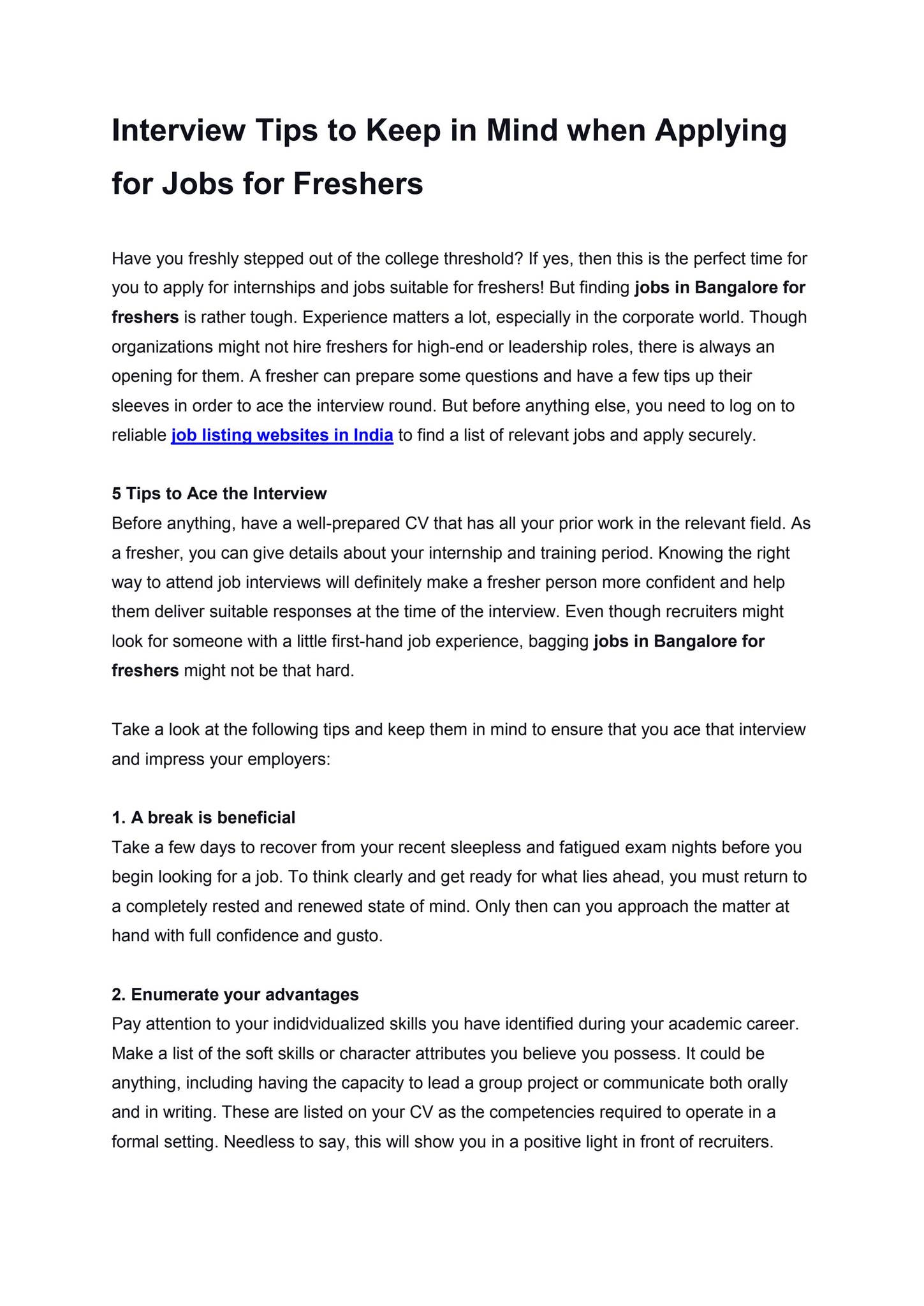 Interview Tips to Keep in Mind when Applying for Jobs for Freshers by ...