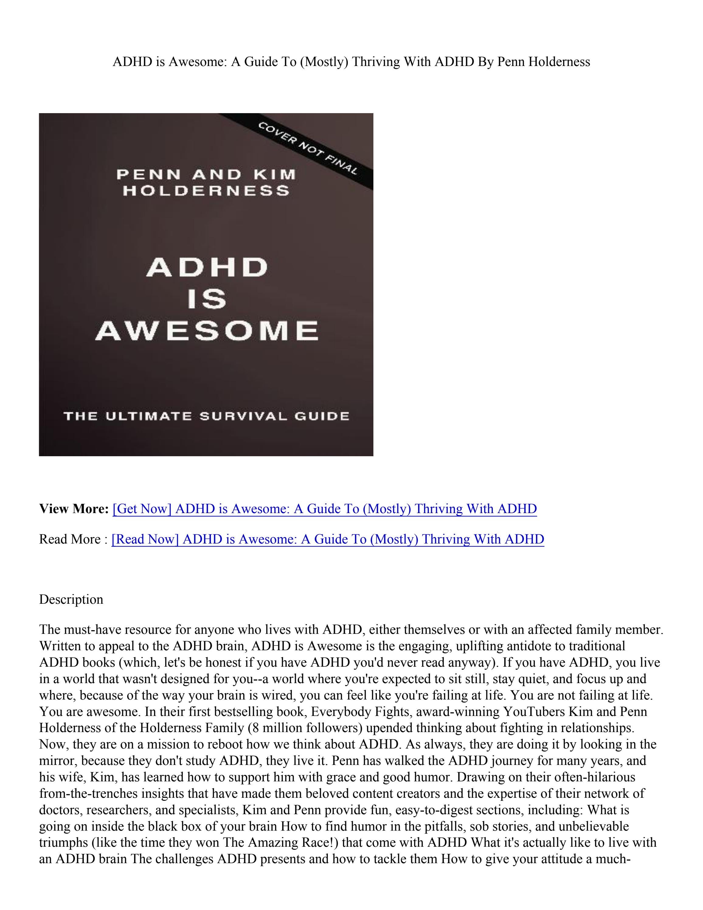 [PDF/ePub] ADHD is Awesome A Guide To (Mostly) Thriving With ADHD By