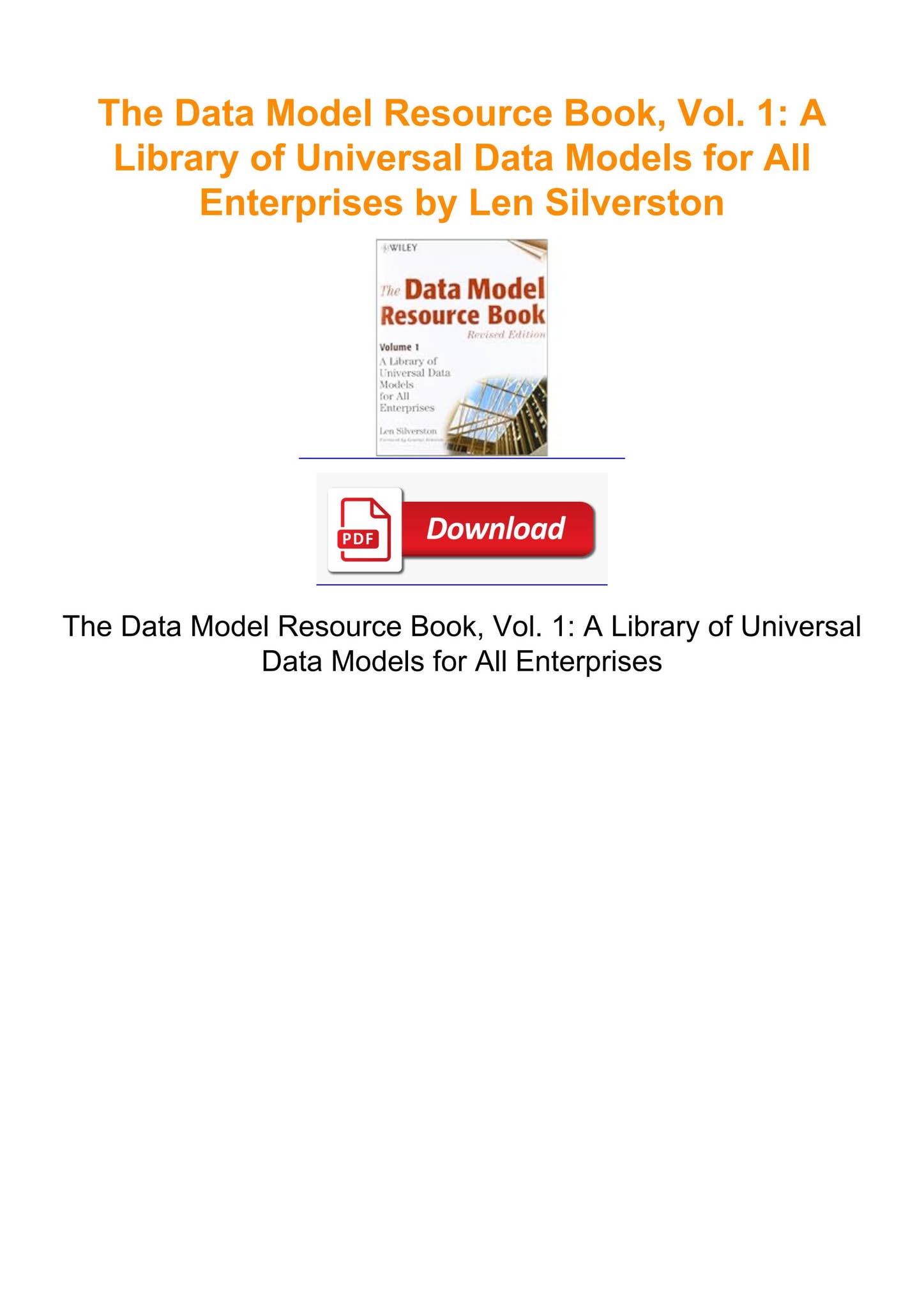 語学+参考書 The Data Model Resource Book: A Library of Universal Data Models for All Enterprises PDF/READ❤ The Data Model Resource Book, Vol. 1: A Library